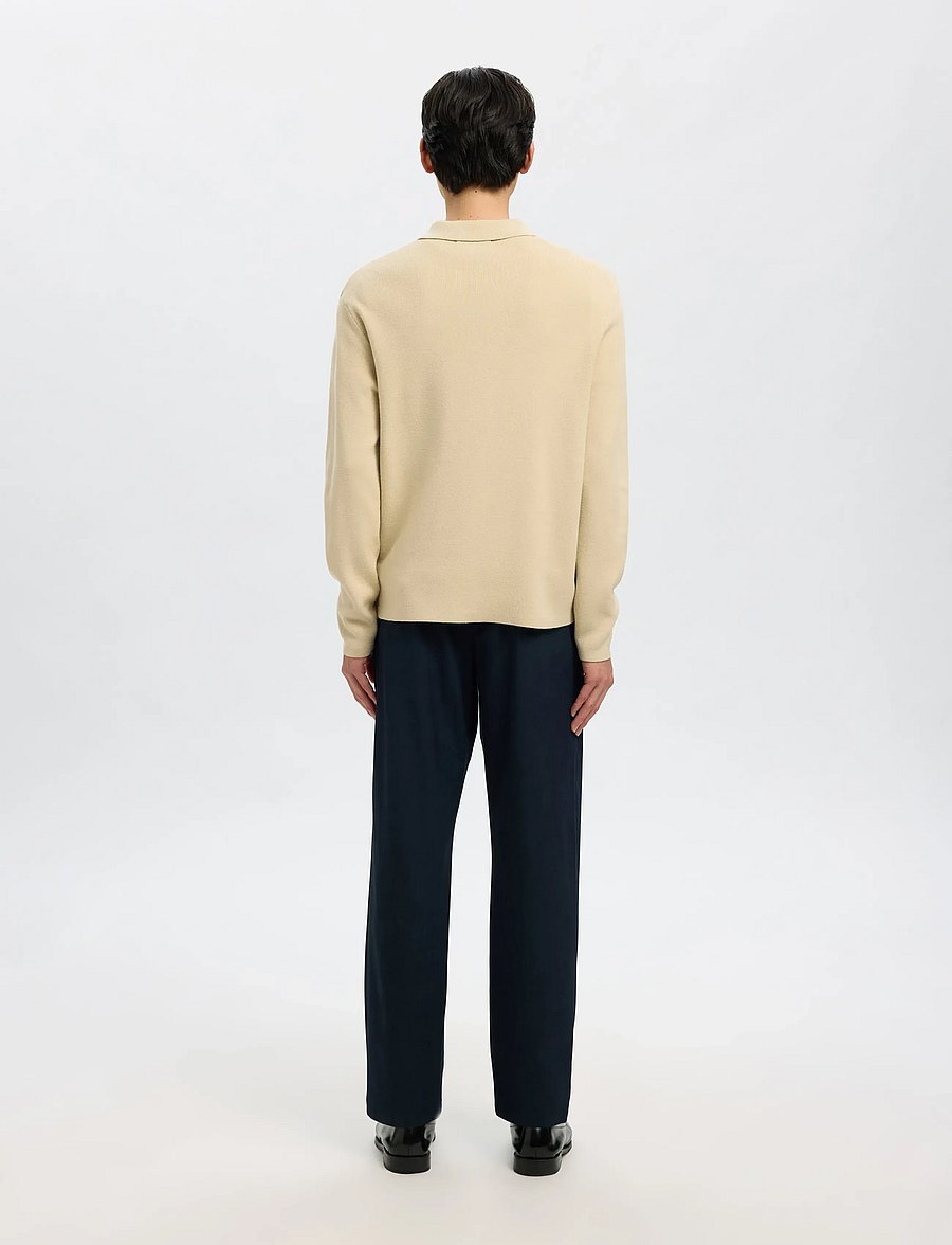 Selected - SLMTELLER FN HALF ZIP POLO NOOS - long-sleeved knitted polos - oatmeal - 2