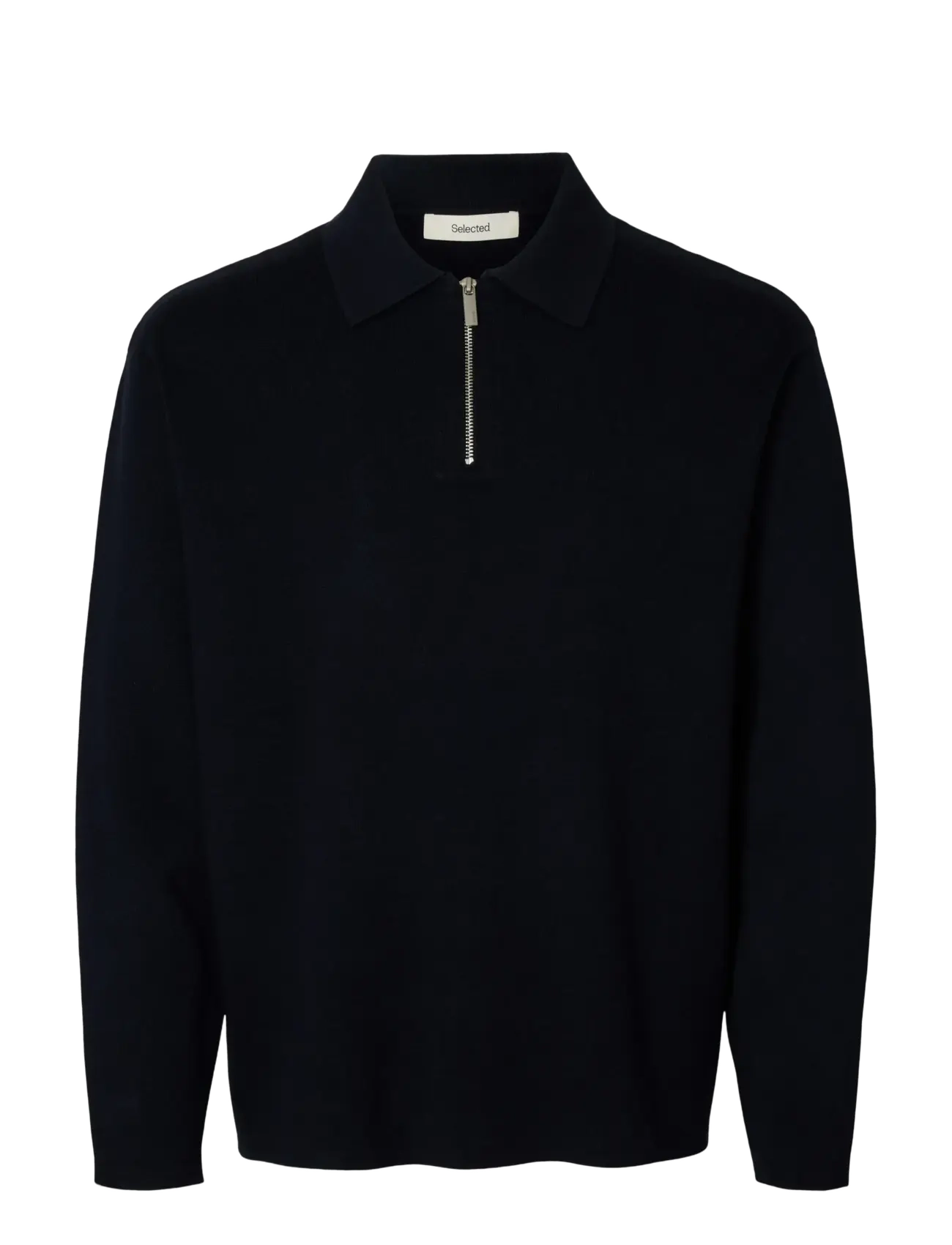 SELECTED Slhteller Fn Half Zip Polo Noos Navy - L - Herren