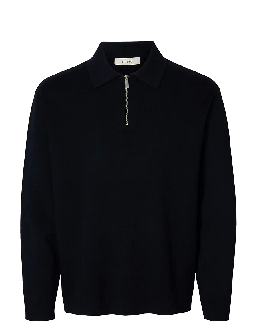 Selected - SLMTELLER FN HALF ZIP POLO NOOS - long-sleeved knitted polos - sky captain - 1