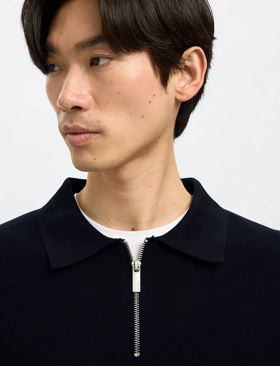 Selected - SLMTELLER FN HALF ZIP POLO NOOS - long-sleeved knitted polos - sky captain - 3