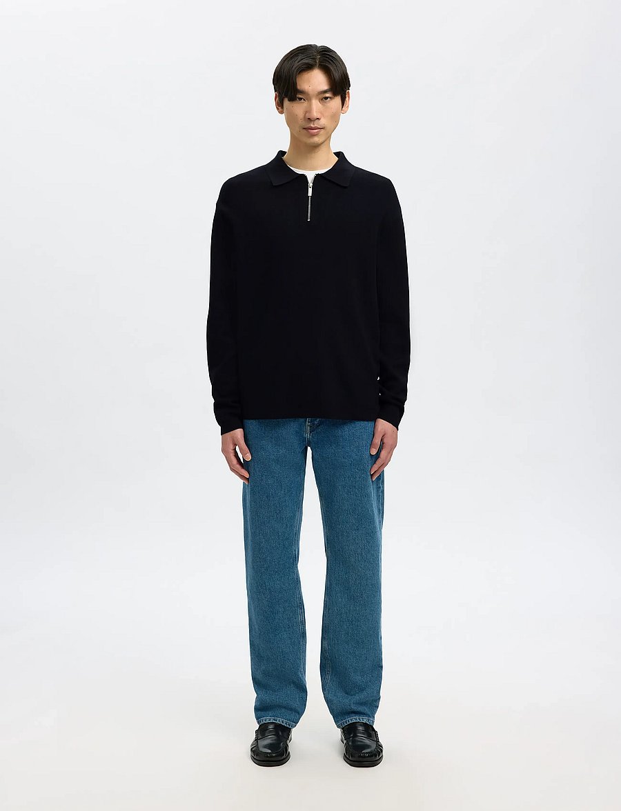 Selected - SLMTELLER FN HALF ZIP POLO NOOS - long-sleeved knitted polos - sky captain - 5