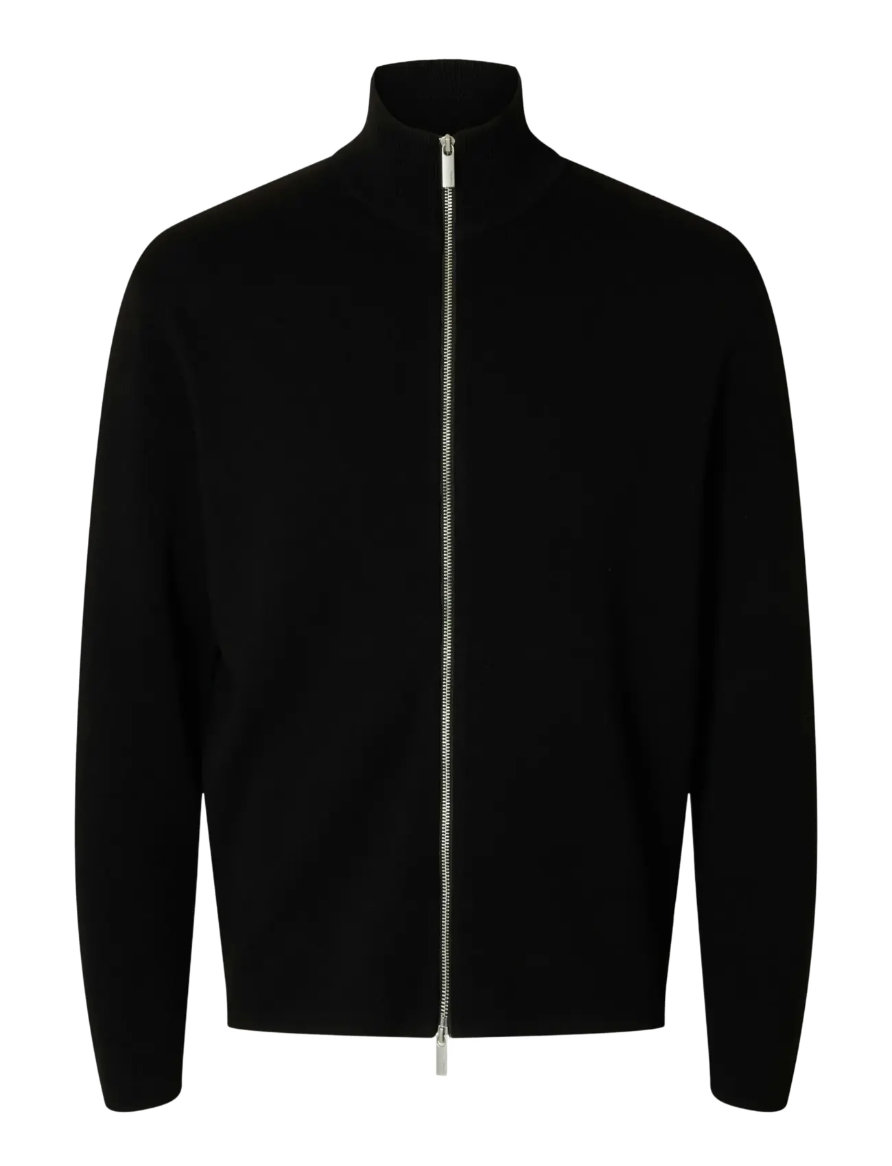 Selected SLMTELLER FN ZIP CARDIGAN NOOS - Cardigans - BLACK / black