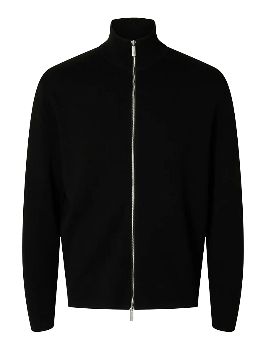 Selected - SLMTELLER FN ZIP CARDIGAN NOOS - strickjacken - black - 1