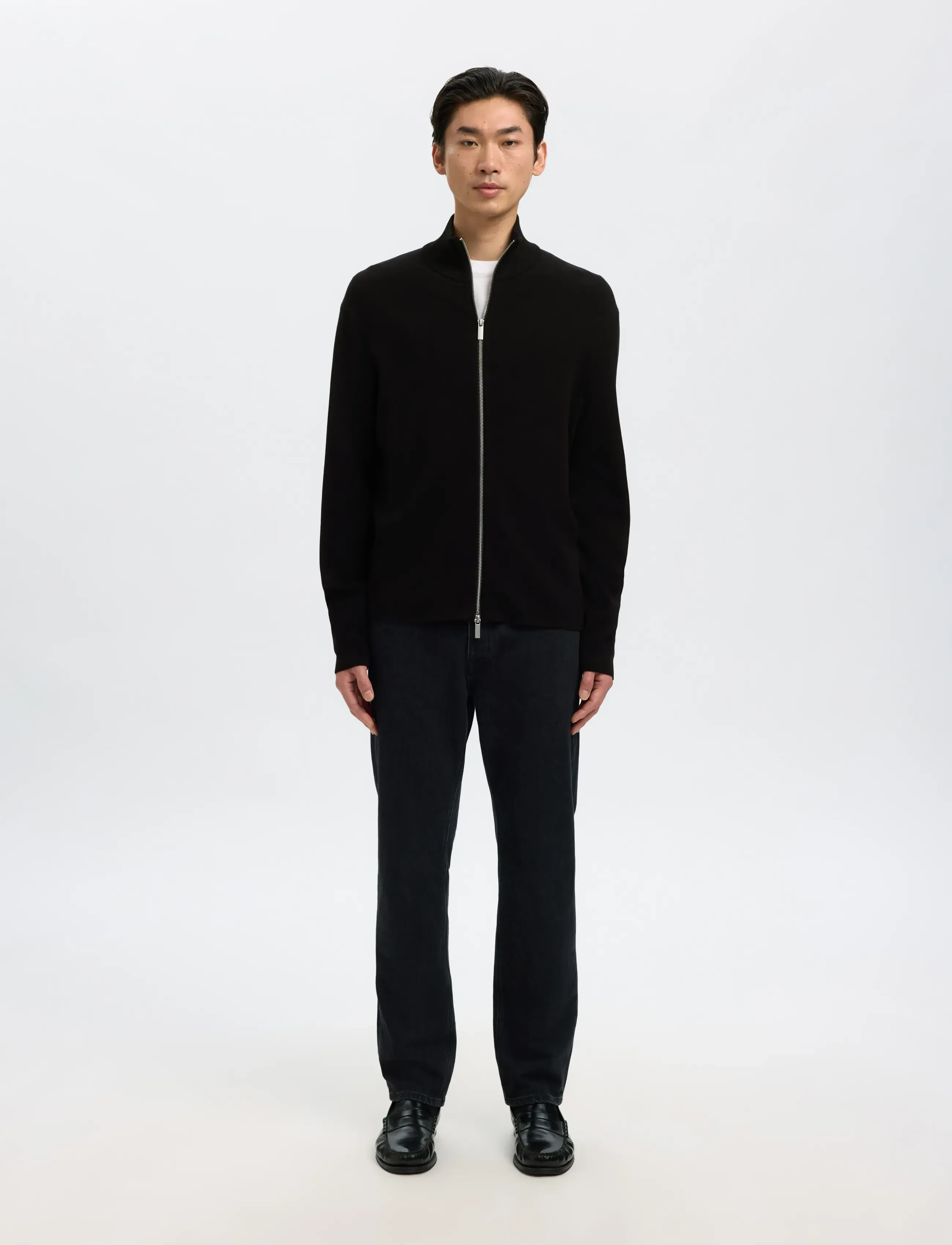 Selected - SLMTELLER FN ZIP CARDIGAN NOOS - koftor - black - 3