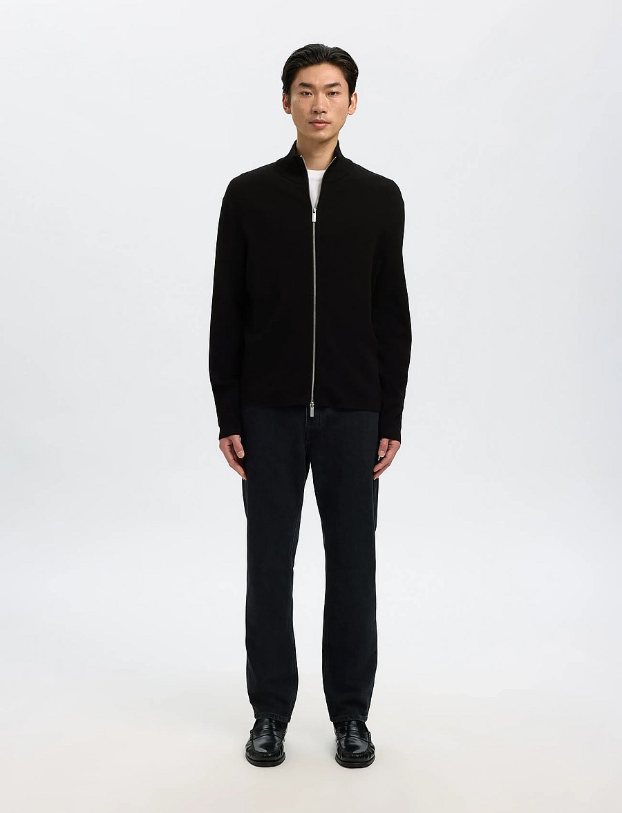 Selected - SLMTELLER FN ZIP CARDIGAN NOOS - strickjacken - black - 3