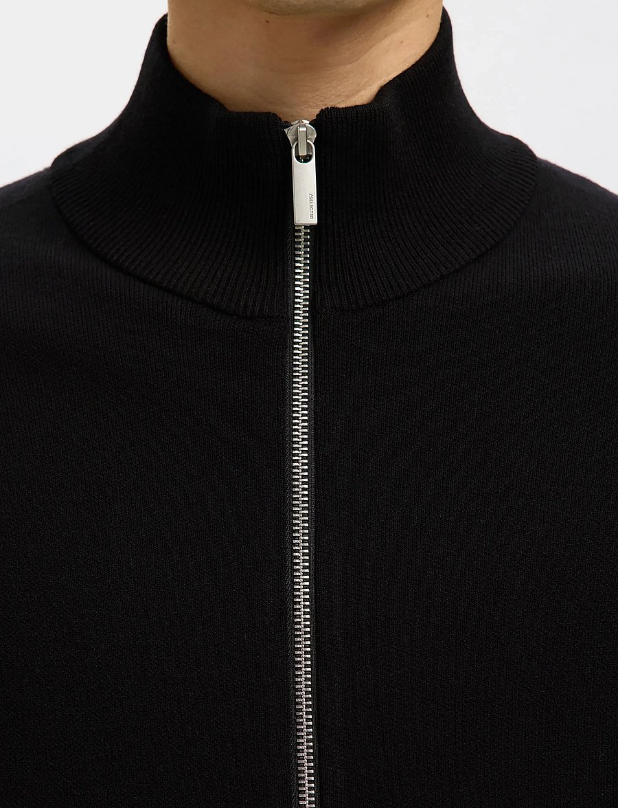 Selected - SLMTELLER FN ZIP CARDIGAN NOOS - strickjacken - black - 4