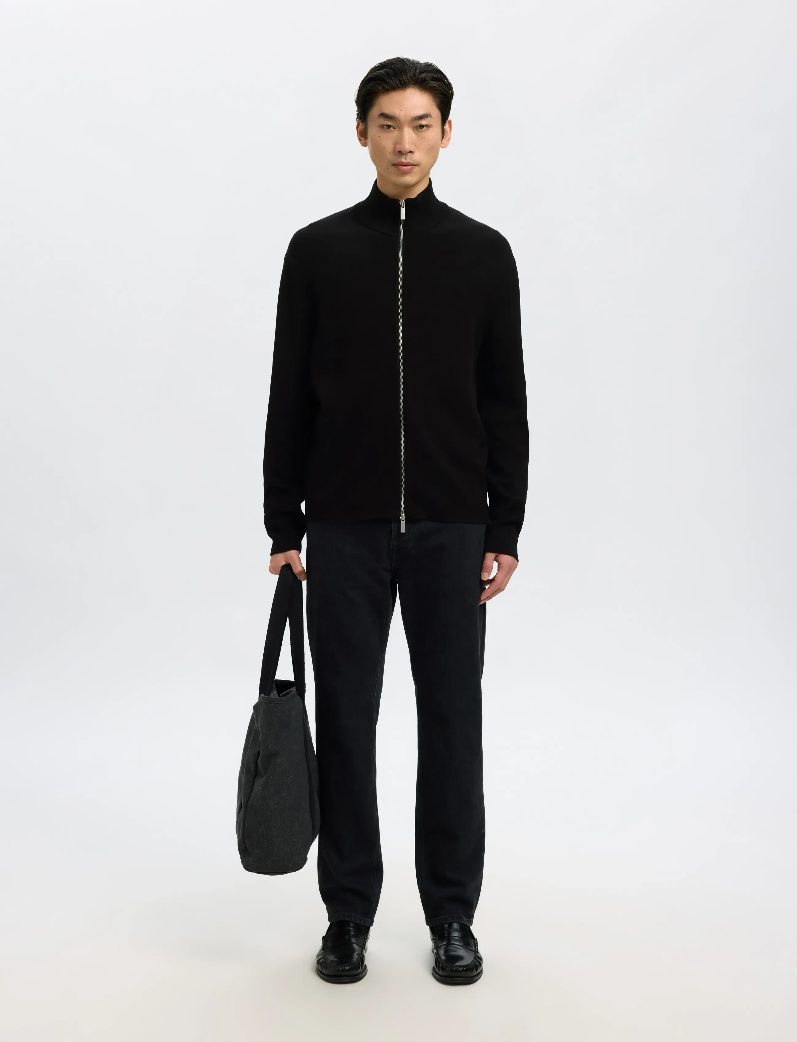 Selected - SLMTELLER FN ZIP CARDIGAN NOOS - koftor - black - 5