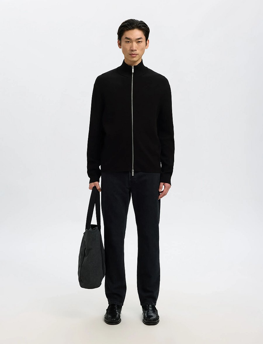 Selected - SLMTELLER FN ZIP CARDIGAN NOOS - strickjacken - black - 5