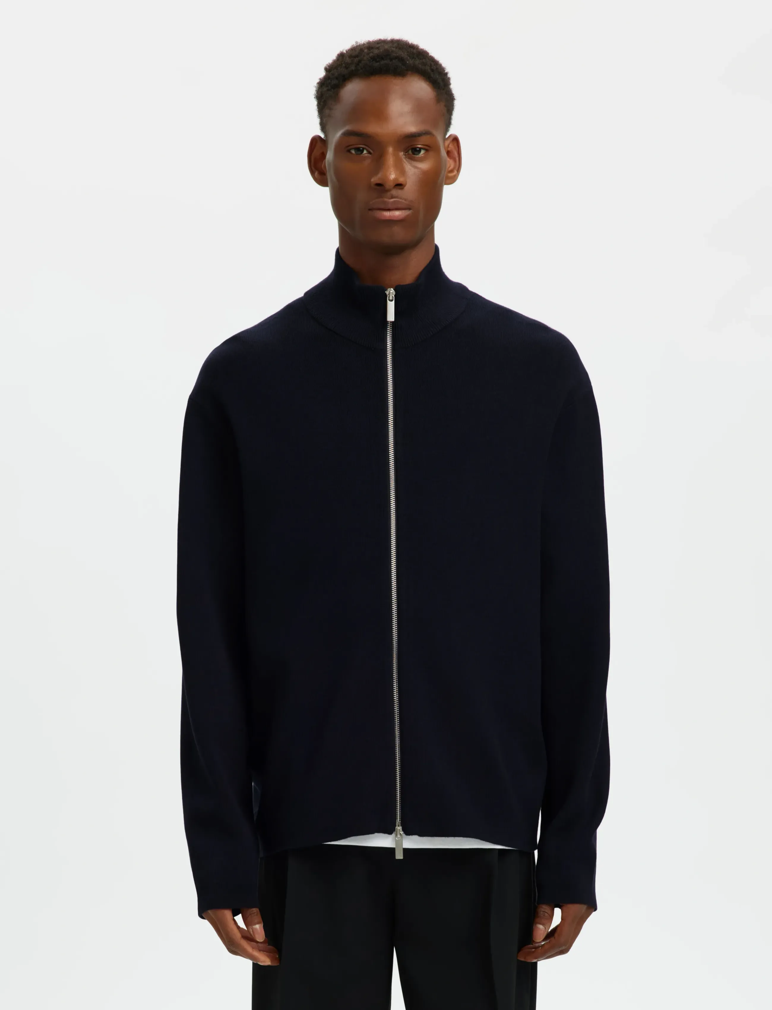 Selected Slmteller Fn Zip Cardigan Noos, S, Black, Strik > Cardigans, Herre