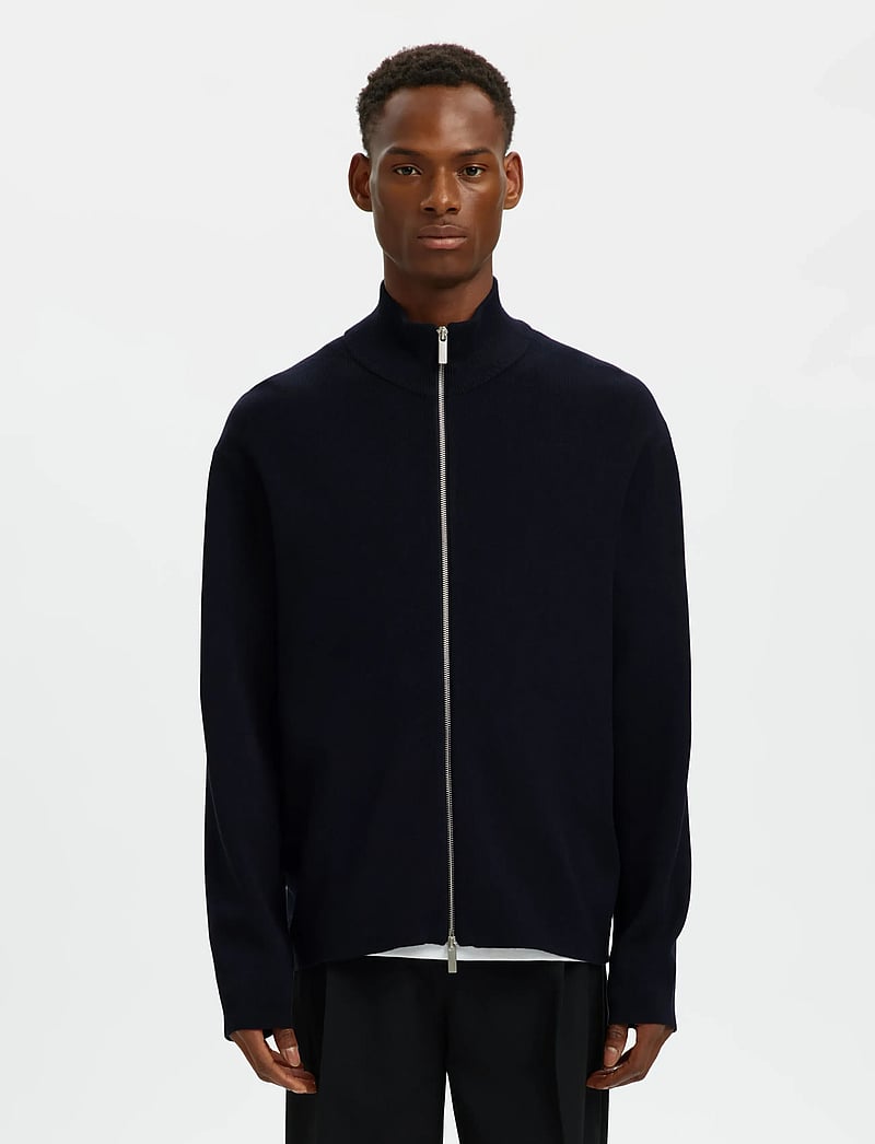 Selected - SLHTELLER FN RELAXED ZIP CARDIGAN NOOS - koftor - sky captain - 0