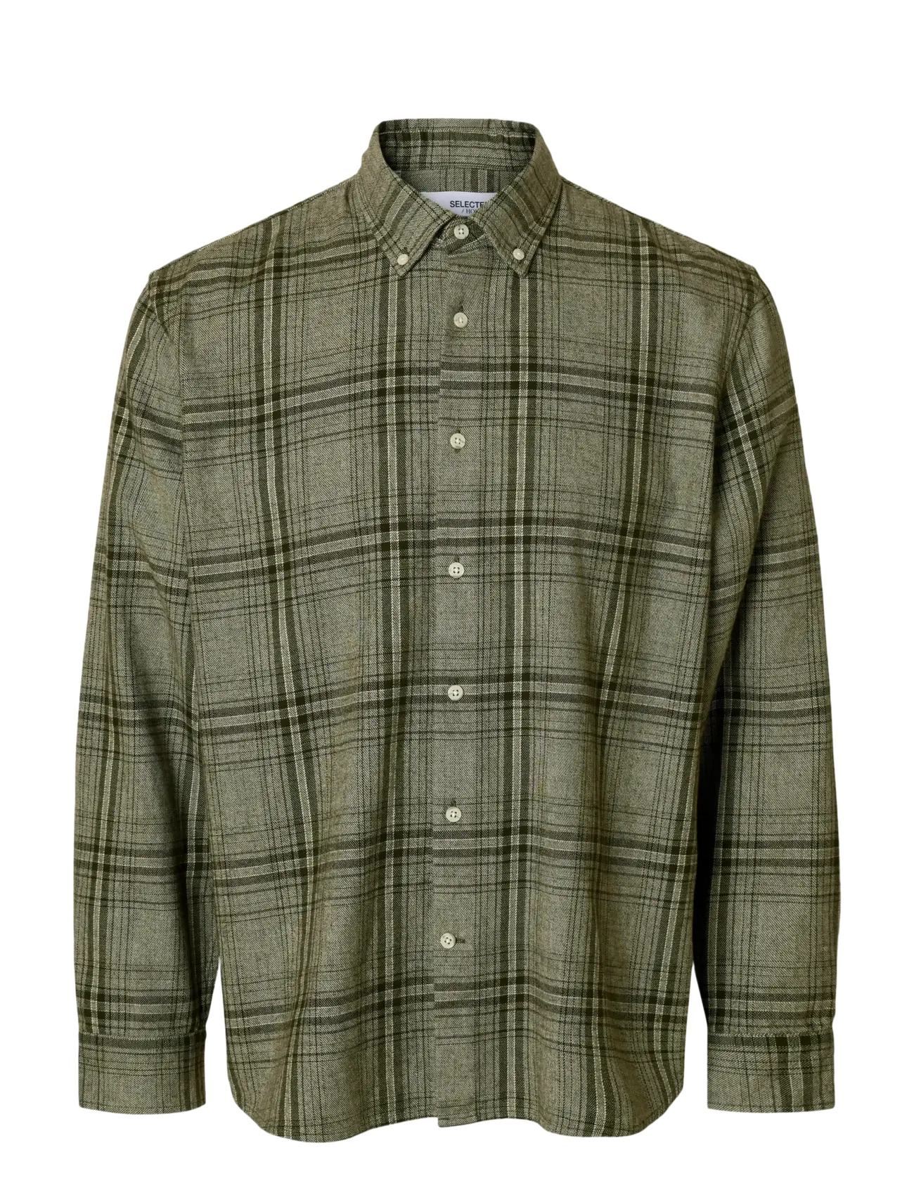 SELECTED Slhregnoah Mix Bdwn Ls Shirt Camp Khaki - M - Herren