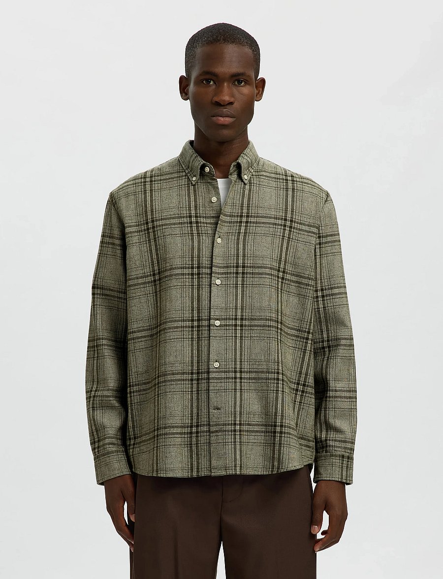 Selected - SLHREGNOAH MIX BDWN LS SHIRT CAMP - karierte hemden - forest night - 0
