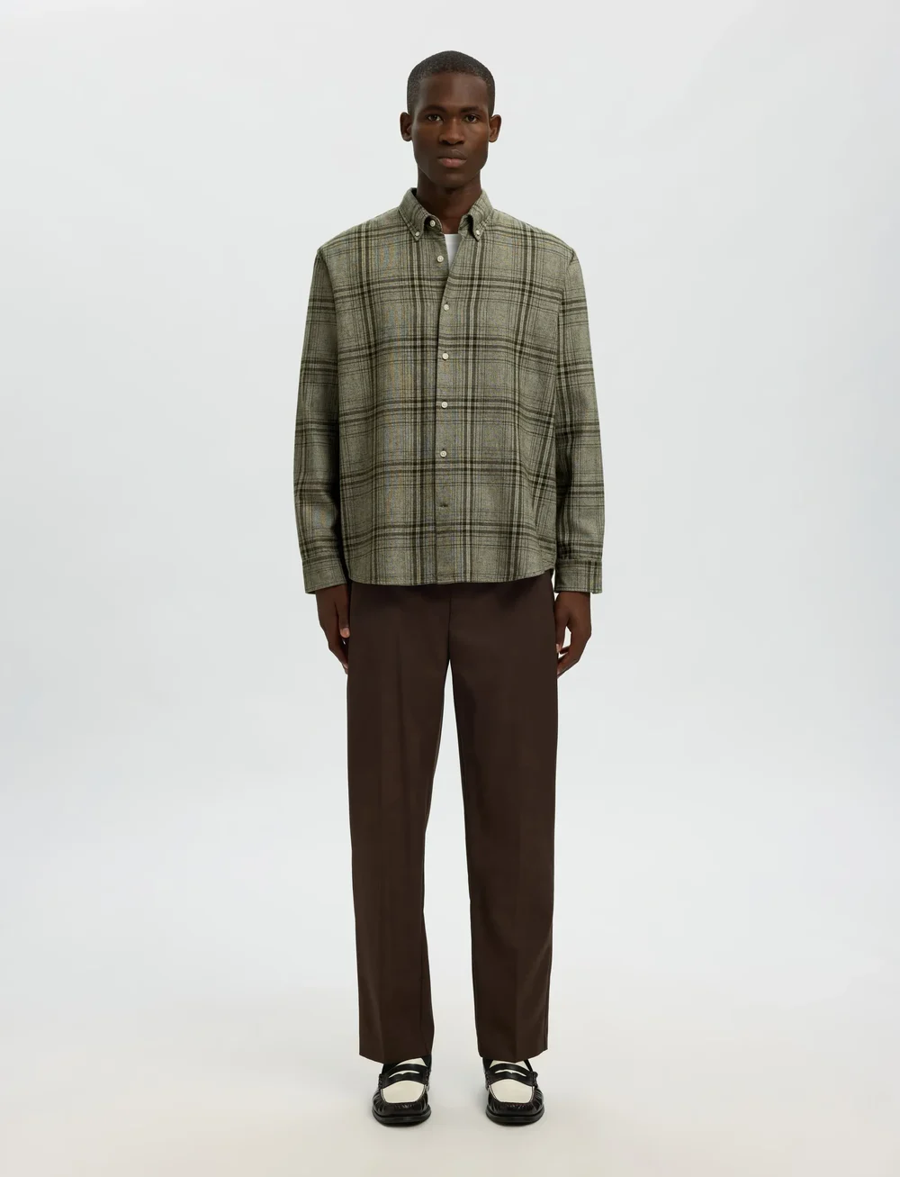 Selected - SLHREGNOAH MIX BDWN LS SHIRT CAMP - rutiga skjortor - forest night - 5