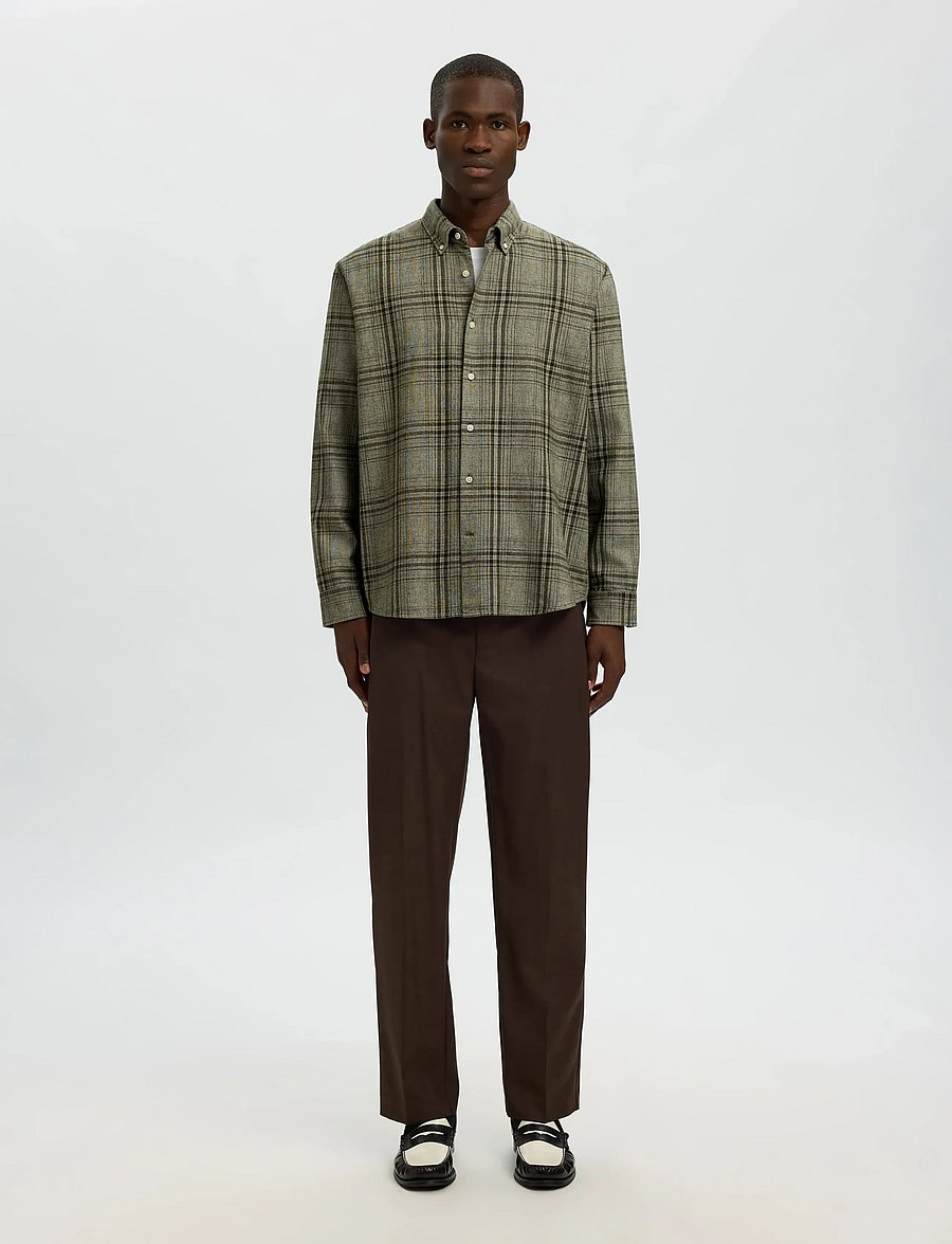 Selected - SLHREGNOAH MIX BDWN LS SHIRT CAMP - karierte hemden - forest night - 5