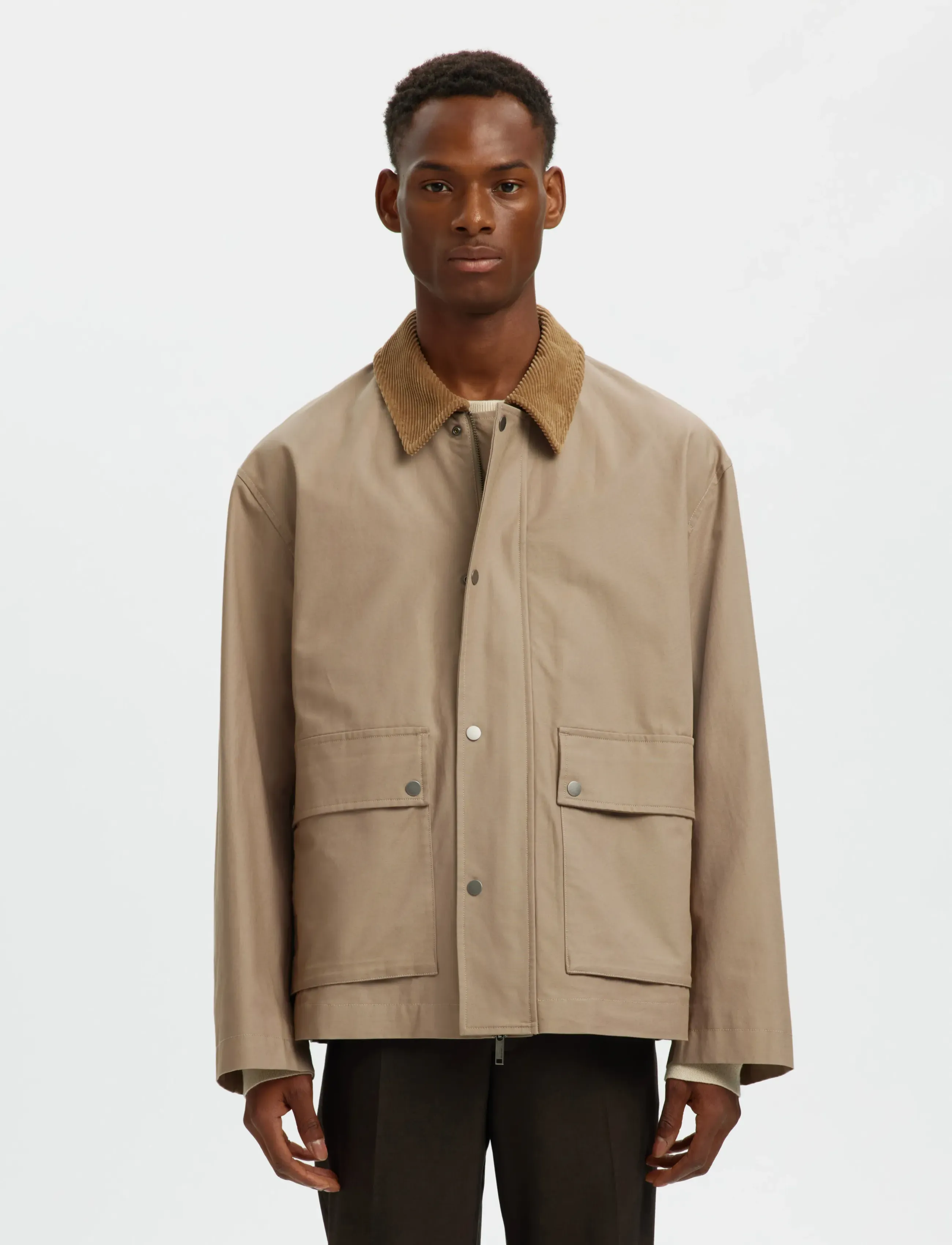 Selected Slhkyle Cotton Jkt Noos, XL, Jackets, Beige - Light Männerswear