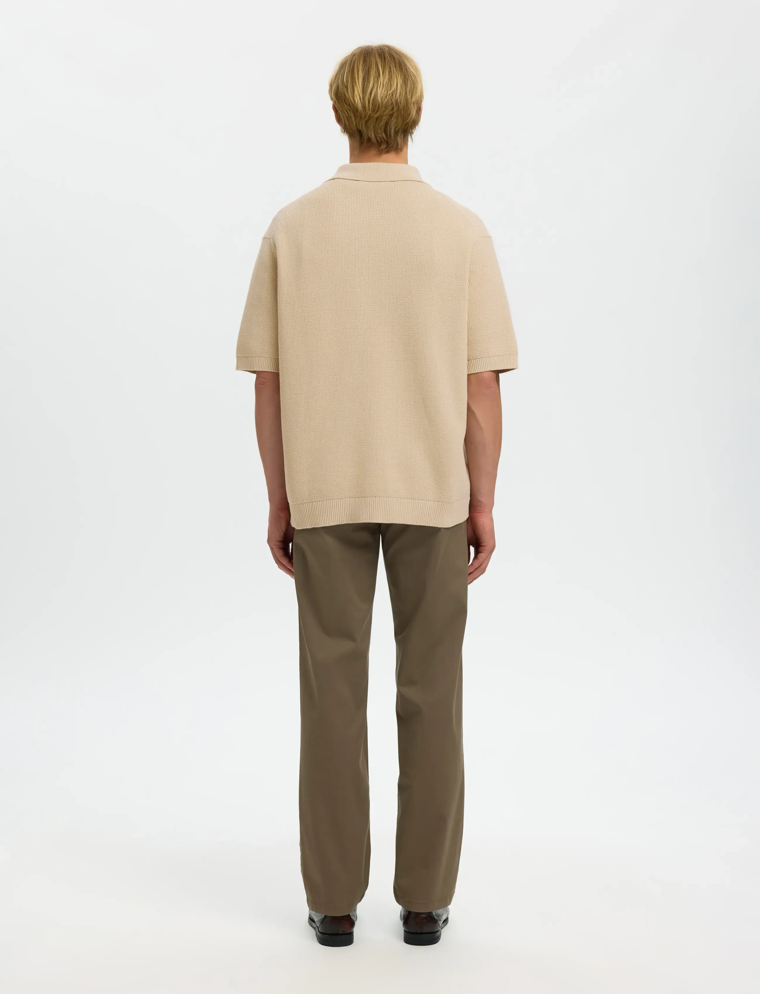 Selected - SLHDANE SS KNIT RELAXED POLO NOOS - kootud polosärgid - oatmeal - 2