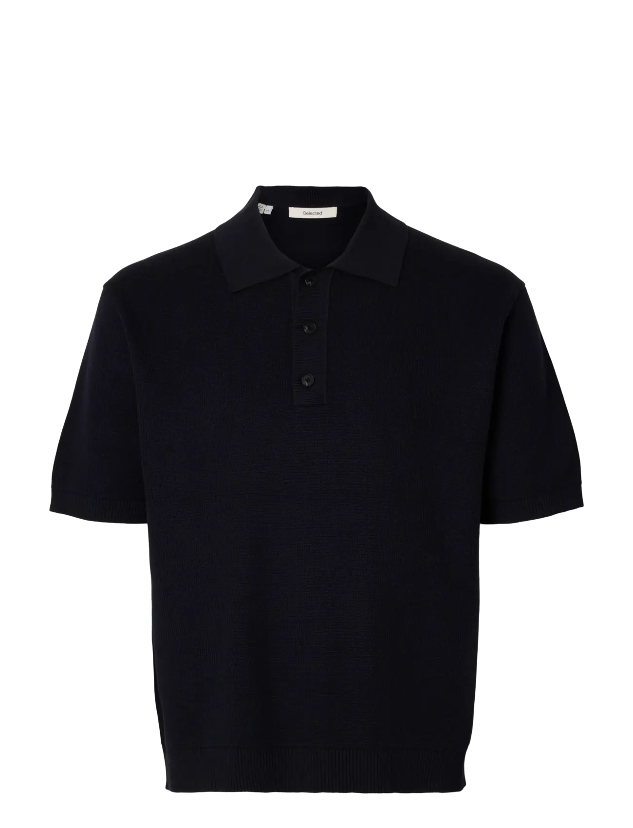 Selected SLHDANE SS KNIT RELAXED POLO NOOS - Kortärmade stickade pikéer - SKY CAPTAIN / black