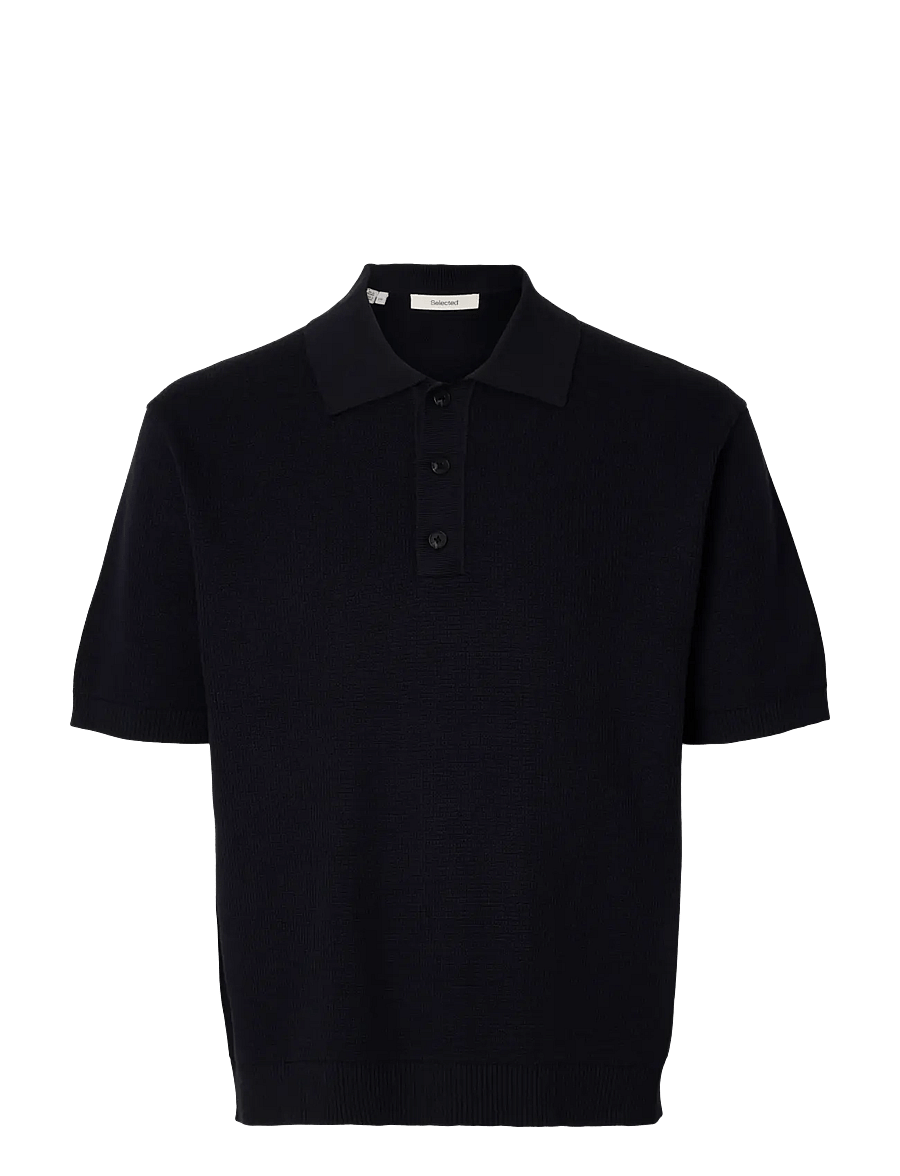 Selected - SLHDANE SS KNIT RELAXED POLO NOOS - langärmlige strick-polohemden - sky captain - 1