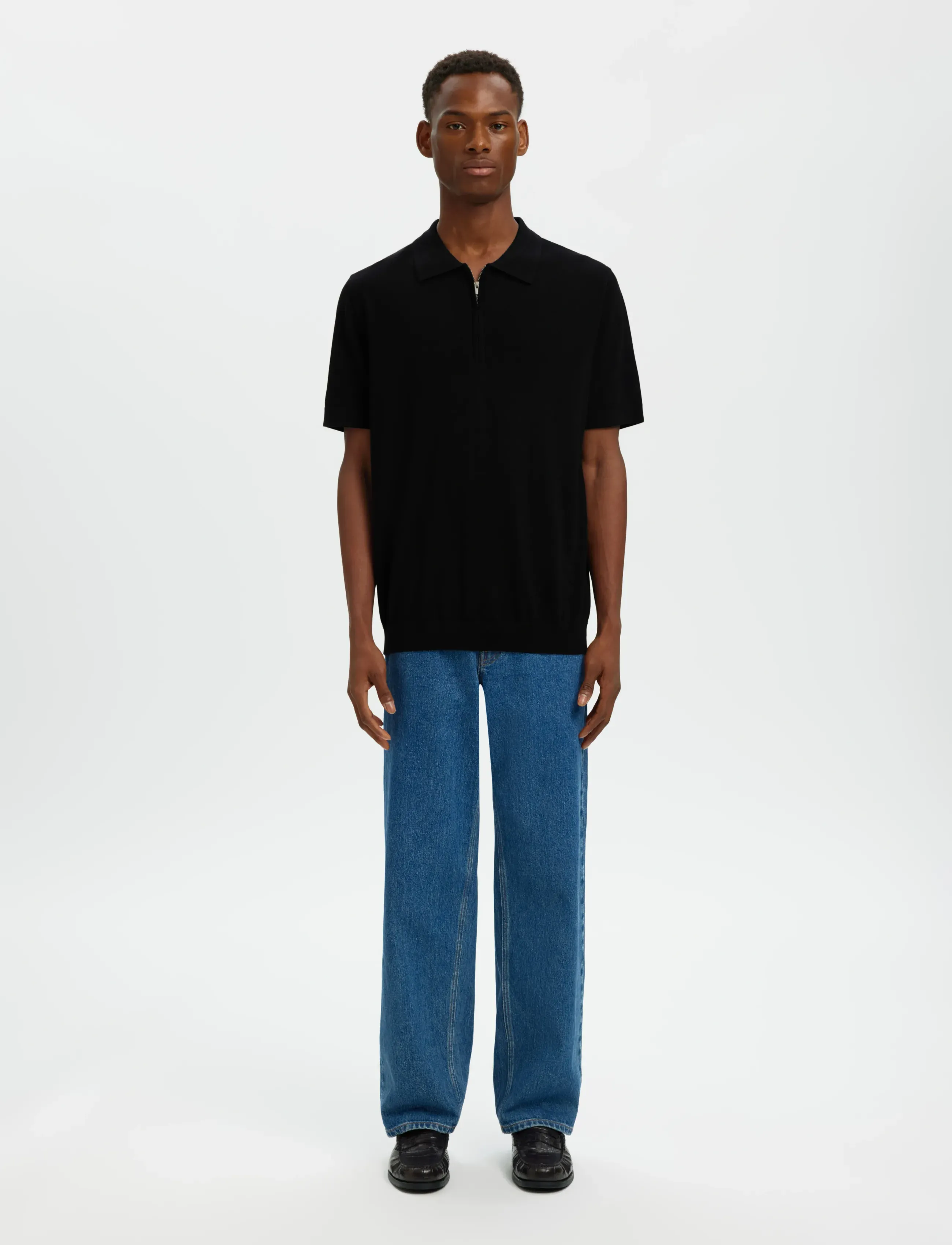 Selected - SLHTRAY SS KNIT HALF ZIP POLO NOOS - polostrik - black - 3