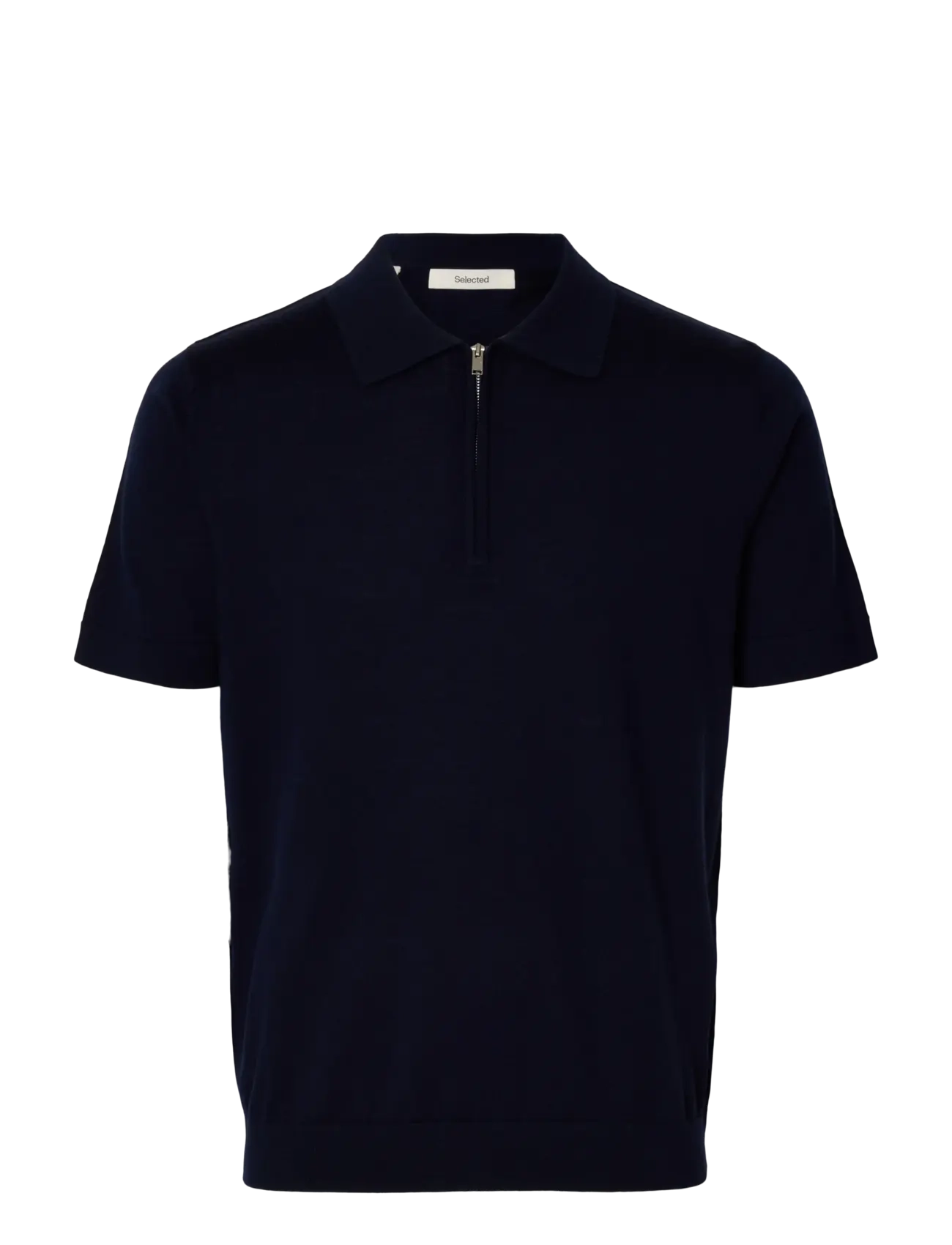 Selected SLHTRAY SS KNIT HALF ZIP POLO NOOS - Kortärmade stickade pikéer - NAVY BLAZER / navy