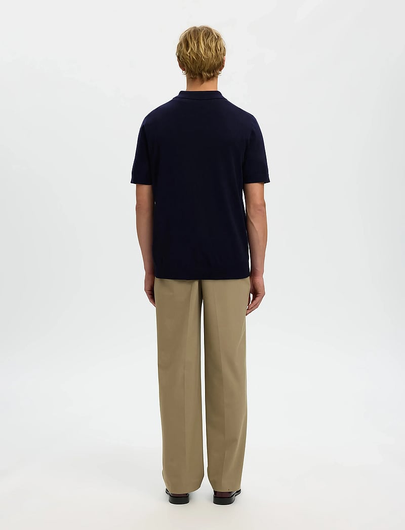 Selected - SLHTRAY SS KNIT HALF ZIP POLO NOOS - kootud polosärgid - navy blazer - 2