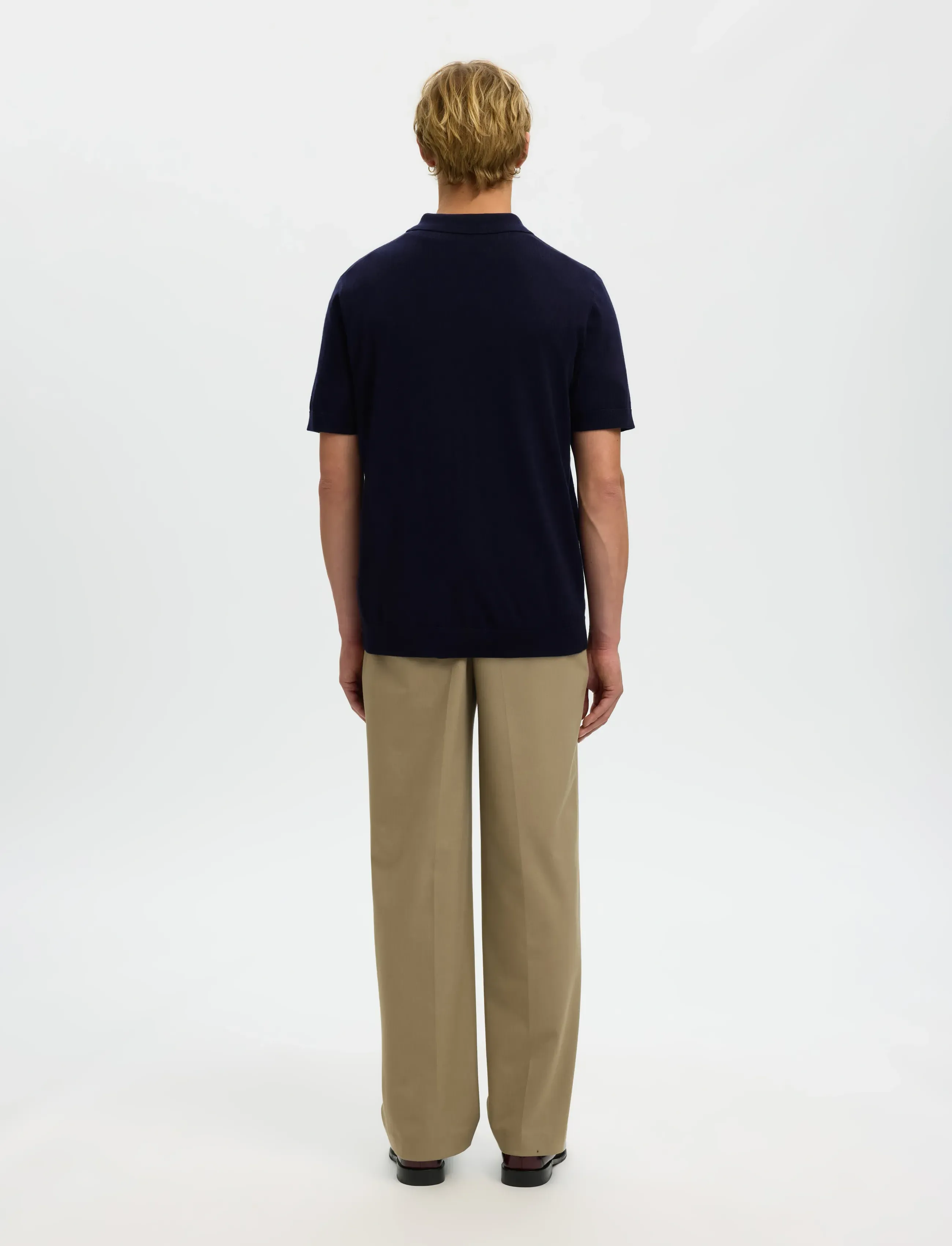 Selected - SLHTRAY SS KNIT HALF ZIP POLO NOOS - knitted polos - navy blazer - 2