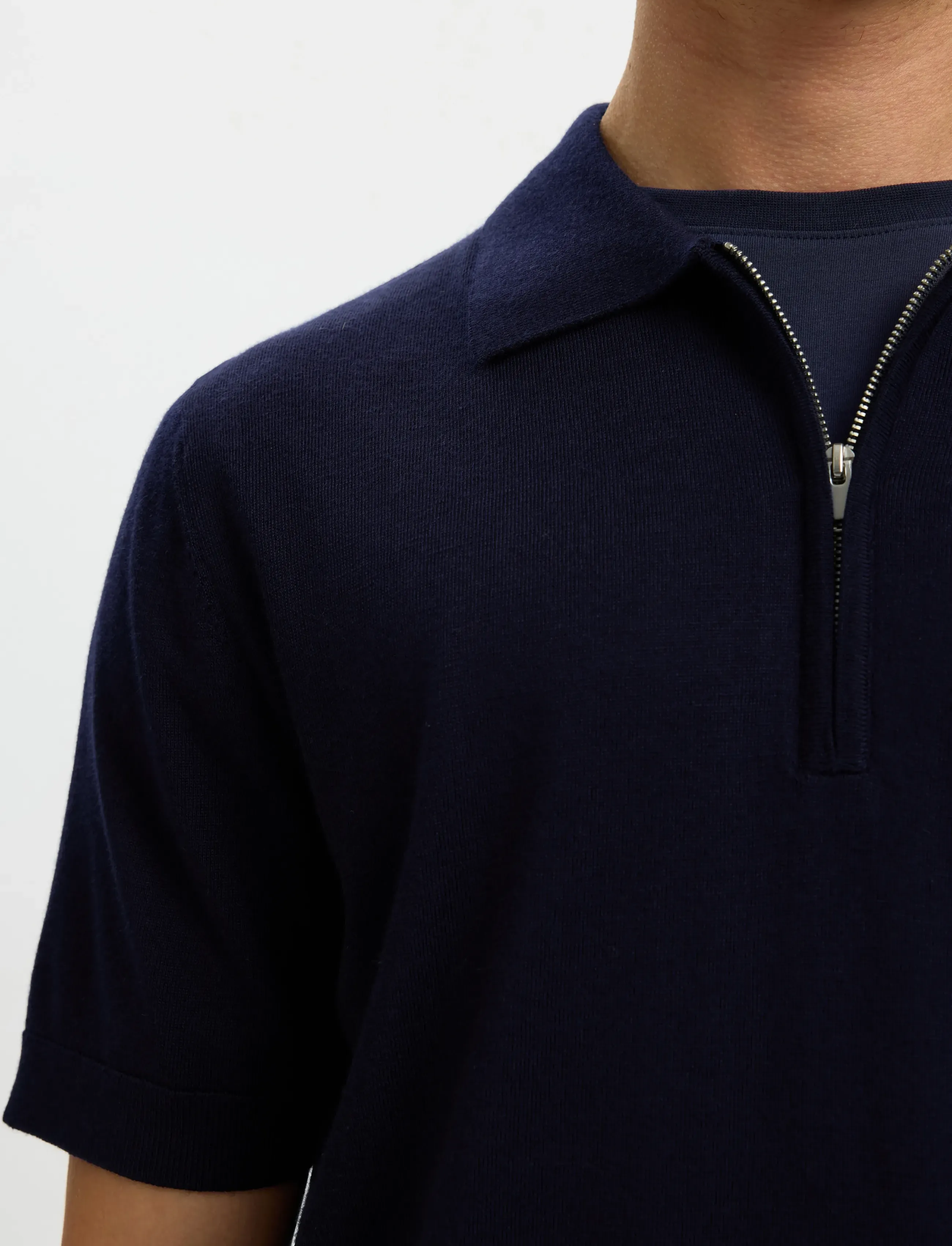 Selected - SLHTRAY SS KNIT HALF ZIP POLO NOOS - knitted polos - navy blazer - 4