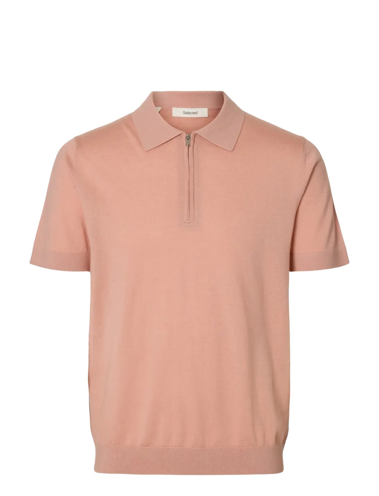 Selected SLHTRAY SS KNIT HALF ZIP POLO NOOS - Kortärmade stickade pikéer - ROSE DAWN / pink/rose