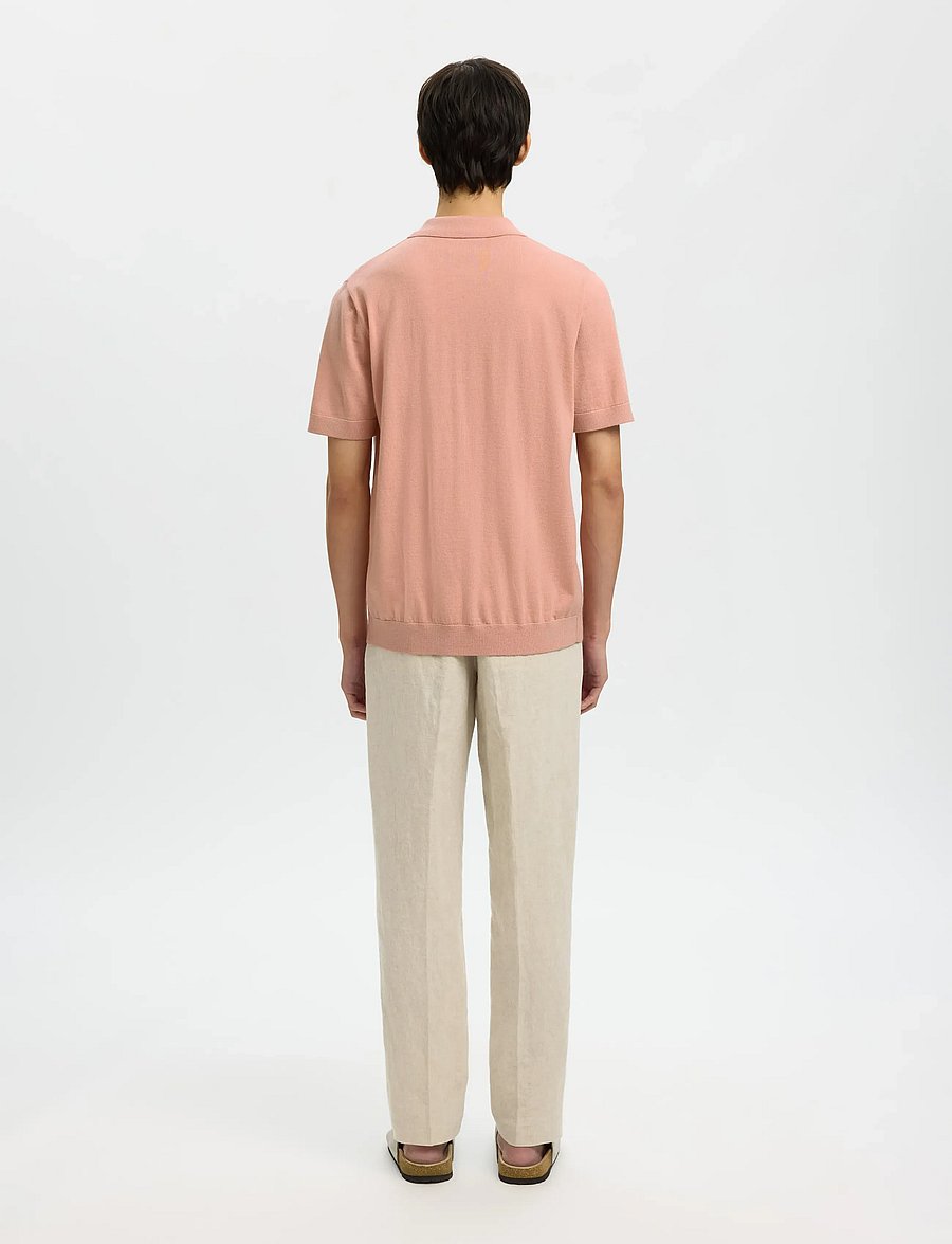 Selected - SLHTRAY SS KNIT HALF ZIP POLO NOOS - knitted polos - rose dawn - 2