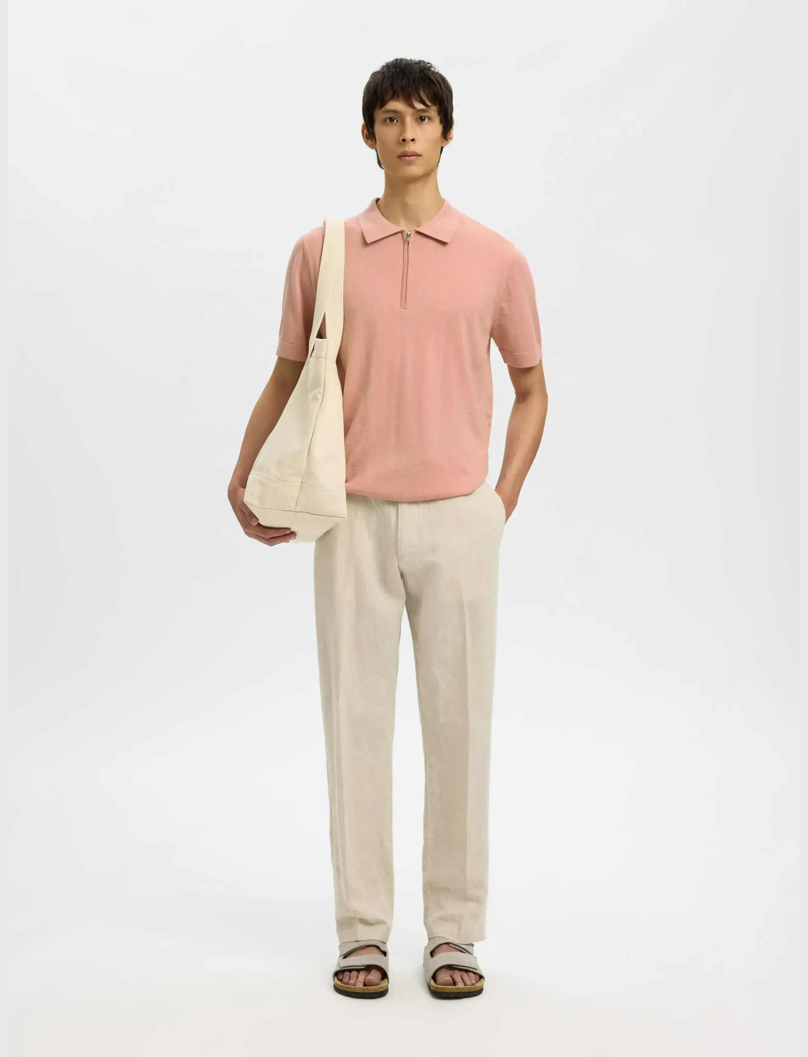 Selected - SLHTRAY SS KNIT HALF ZIP POLO NOOS - polostrik - rose dawn - 5