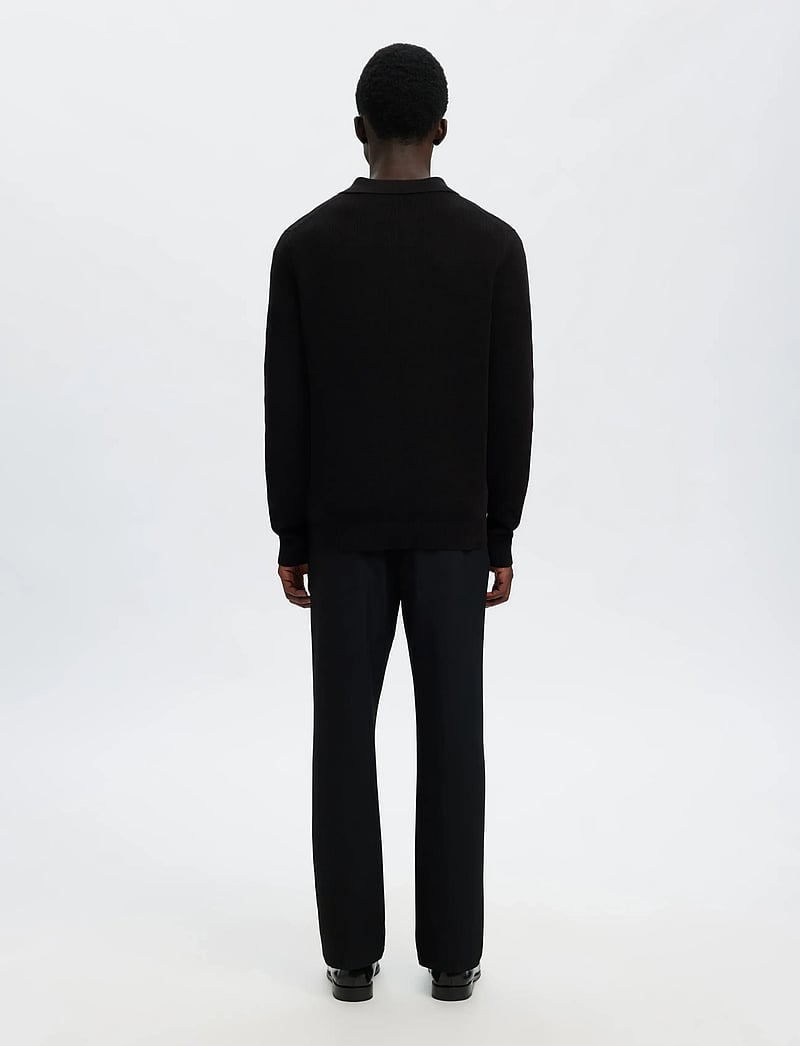 Selected - SLHDANE LS KNIT STRUC HALF ZIP POLO NOOS - kootud polosärgid - black - 2