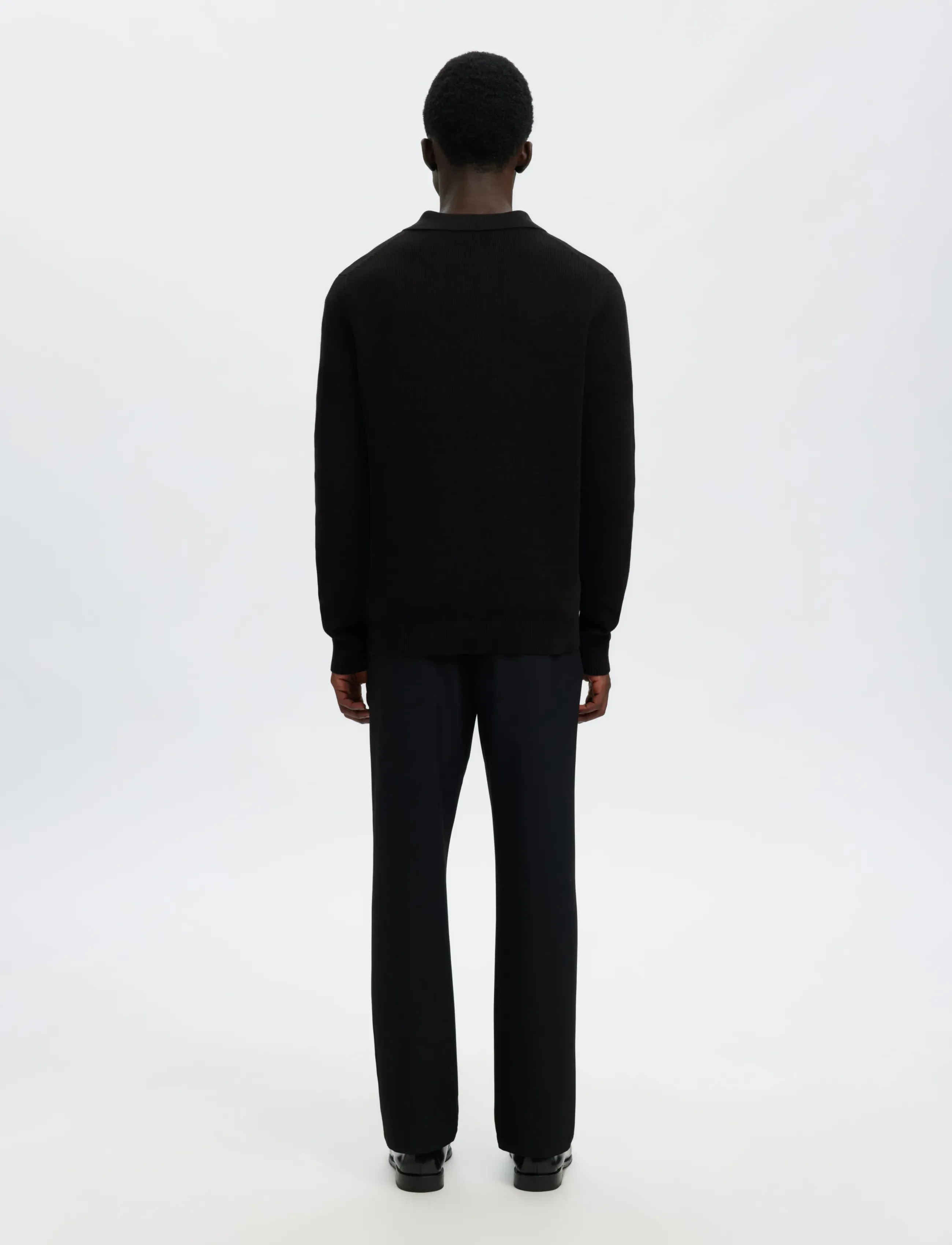 Selected - SLHDANE LS KNIT STRUC HALF ZIP POLO NOOS - long-sleeved knitted polos - black - 2