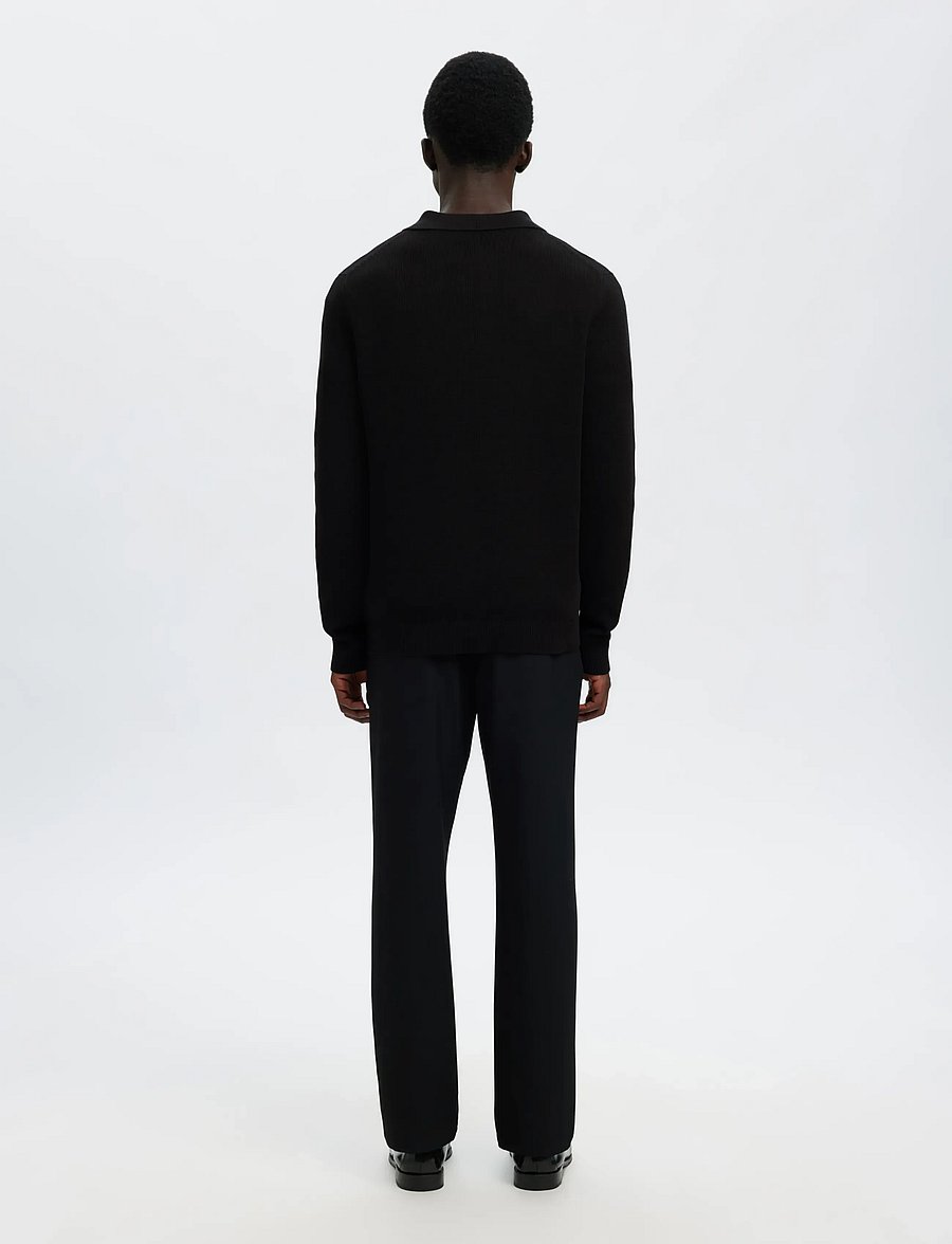 Selected - SLHDANE LS KNIT STRUC HALF ZIP POLO NOOS - långärmade stickade pikétröjor - black - 2