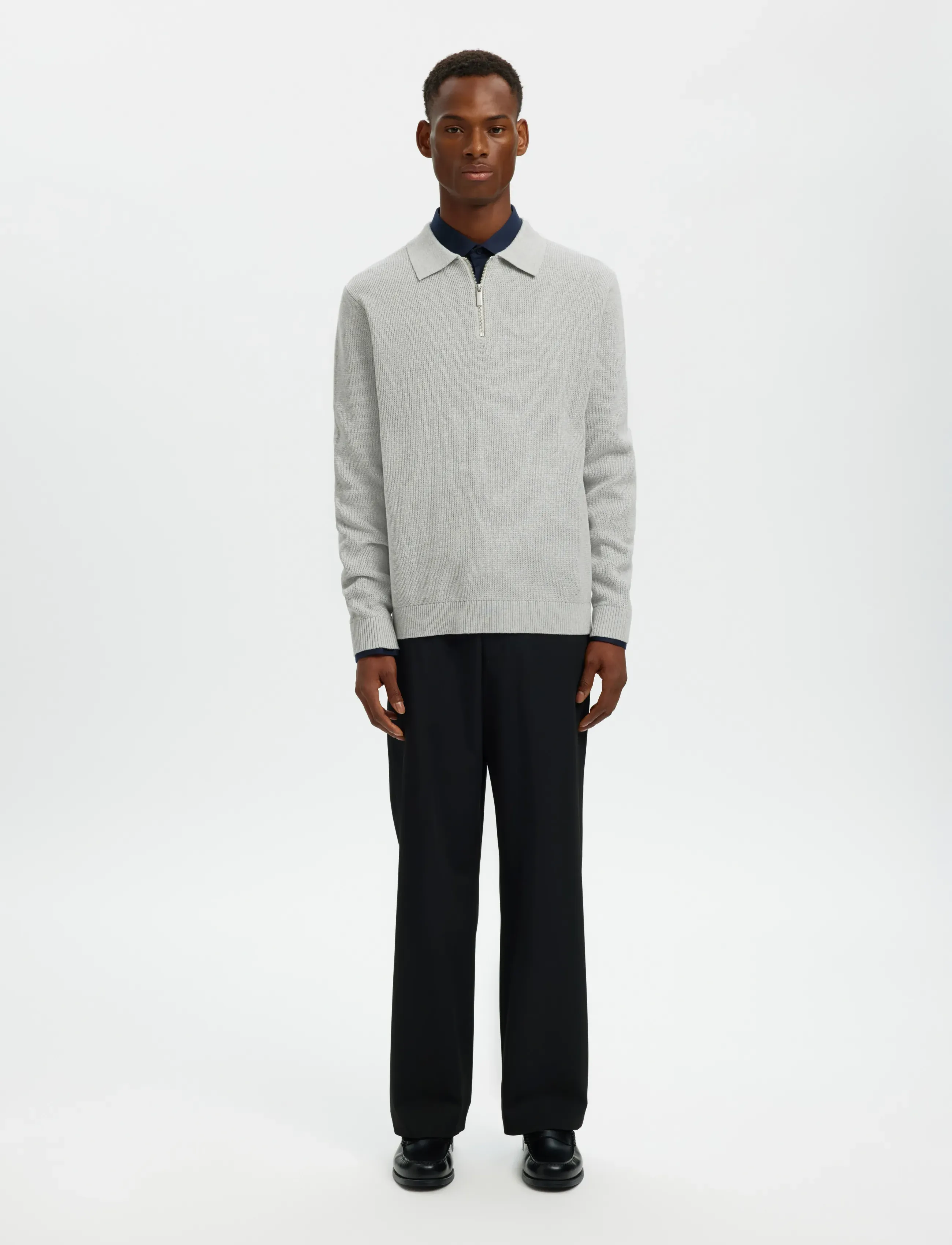 Slhdane Ls Knit Struc Half Zip Polo Noos 3