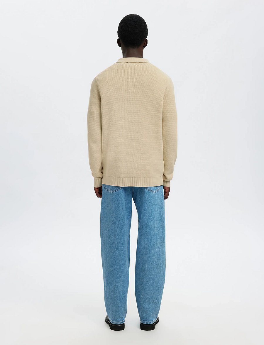 Selected - SLHDANE LS KNIT STRUC HALF ZIP POLO NOOS - poloer i strik med lange ærmer - oatmeal - 2