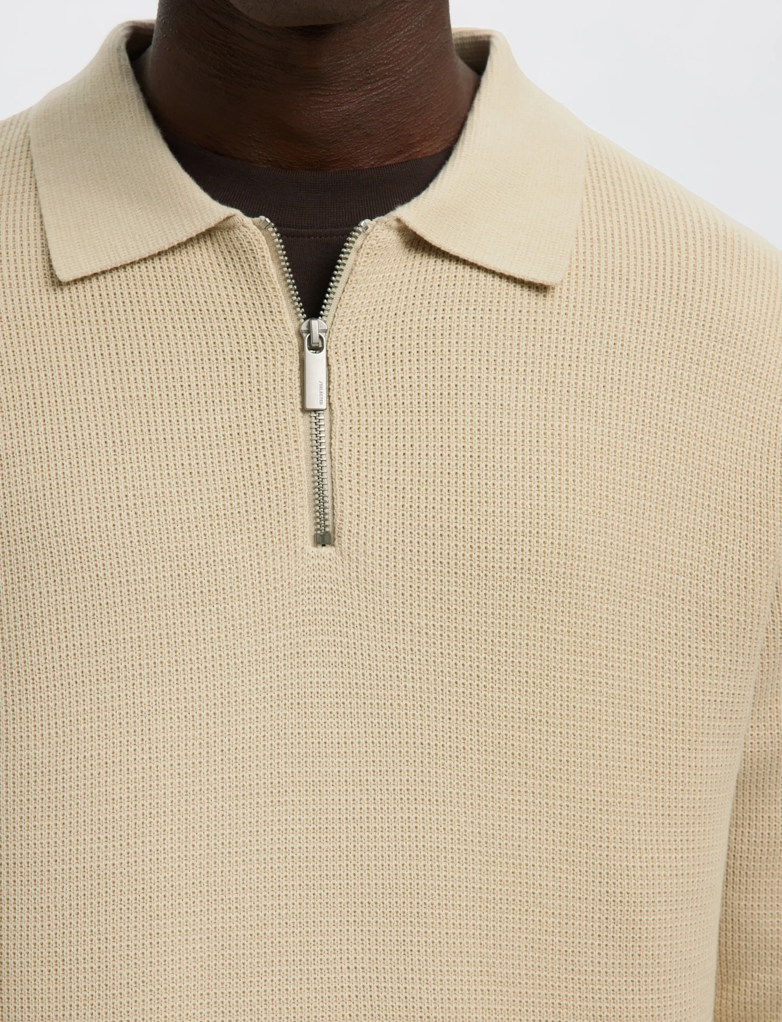 Slhdane Ls Knit Struc Half Zip Polo Noos 4