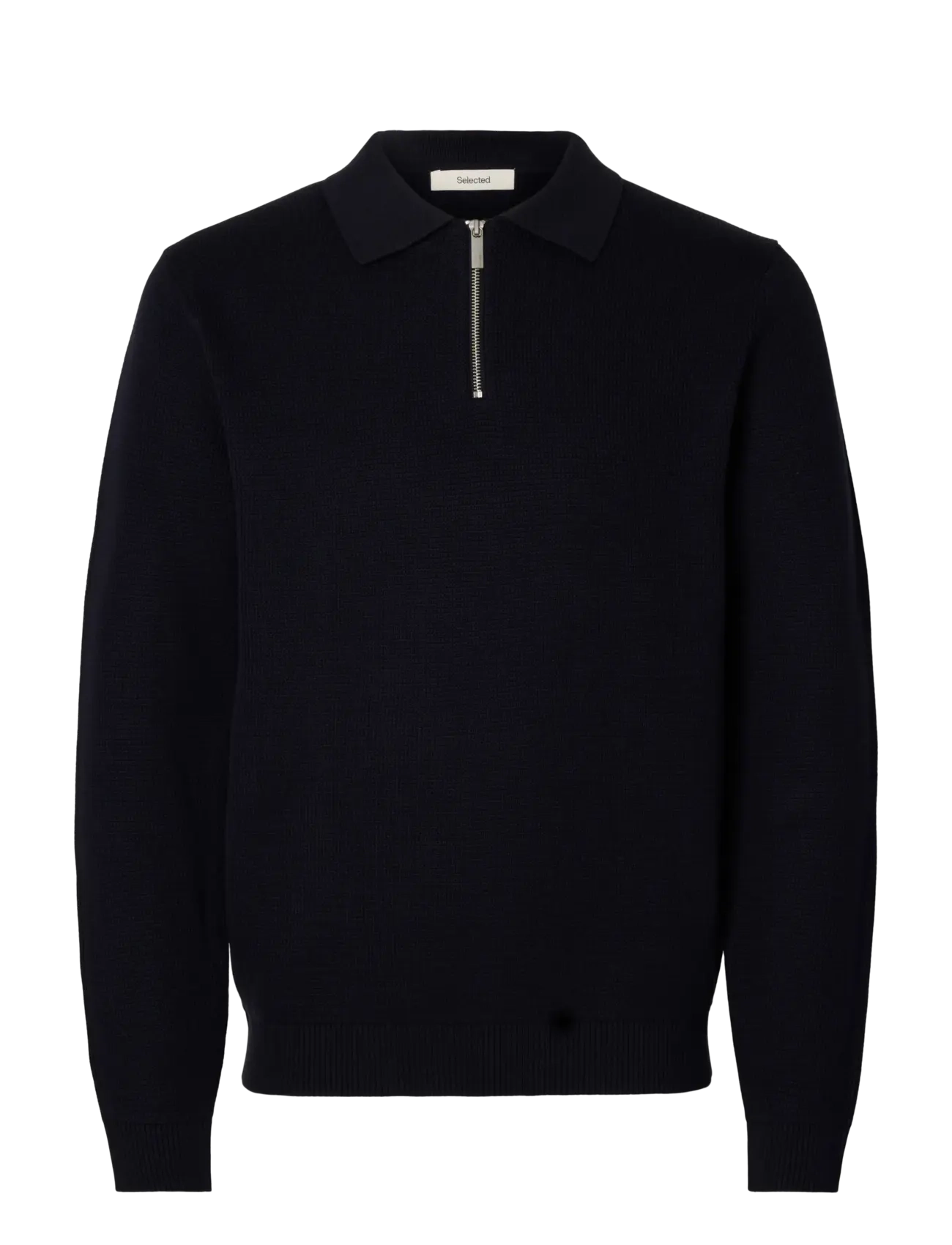 Selected SLHDANE LS KNIT STRUC HALF ZIP POLO NOOS - Strik - SKY CAPTAIN / black