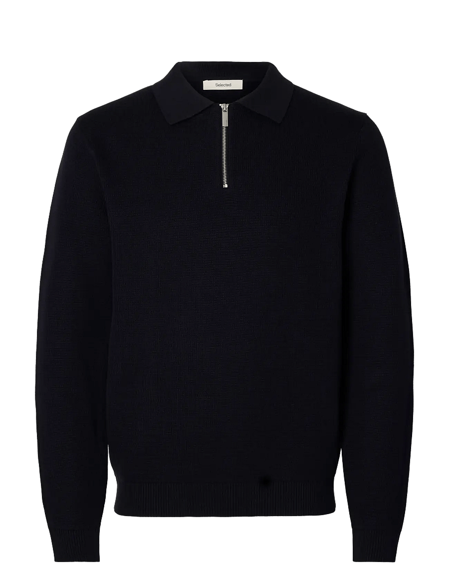 Selected - SLHDANE LS KNIT STRUC HALF ZIP POLO NOOS - poloer i strik med lange ærmer - sky captain - 1