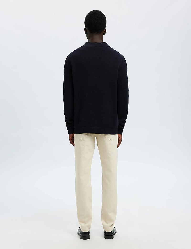 Selected - SLHDANE LS KNIT STRUC HALF ZIP POLO NOOS - polostrik - sky captain - 2