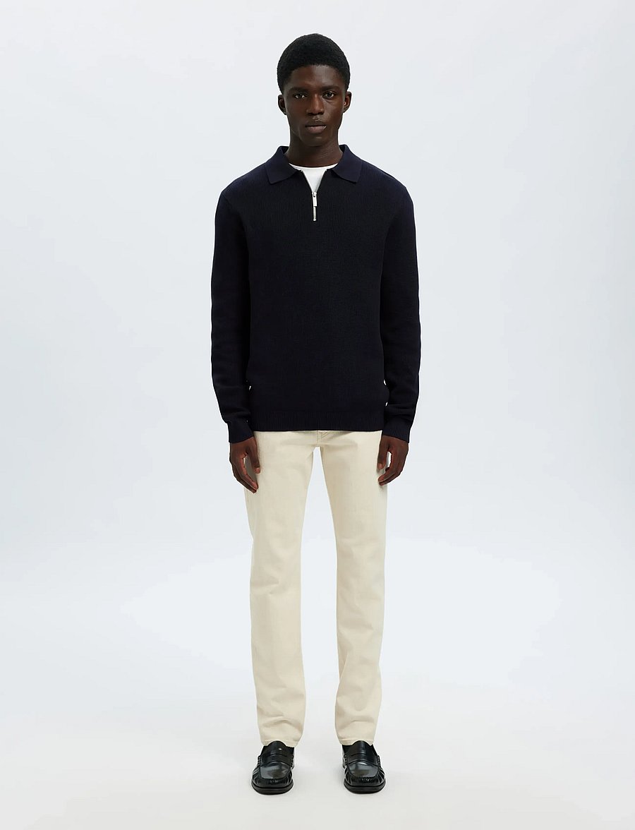 Selected - SLHDANE LS KNIT STRUC HALF ZIP POLO NOOS - poloer i strik med lange ærmer - sky captain - 3
