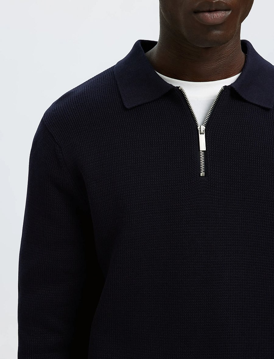 Selected - SLHDANE LS KNIT STRUC HALF ZIP POLO NOOS - poloer i strik med lange ærmer - sky captain - 4