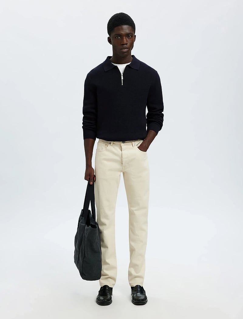 Selected - SLHDANE LS KNIT STRUC HALF ZIP POLO NOOS - polostrik - sky captain - 5