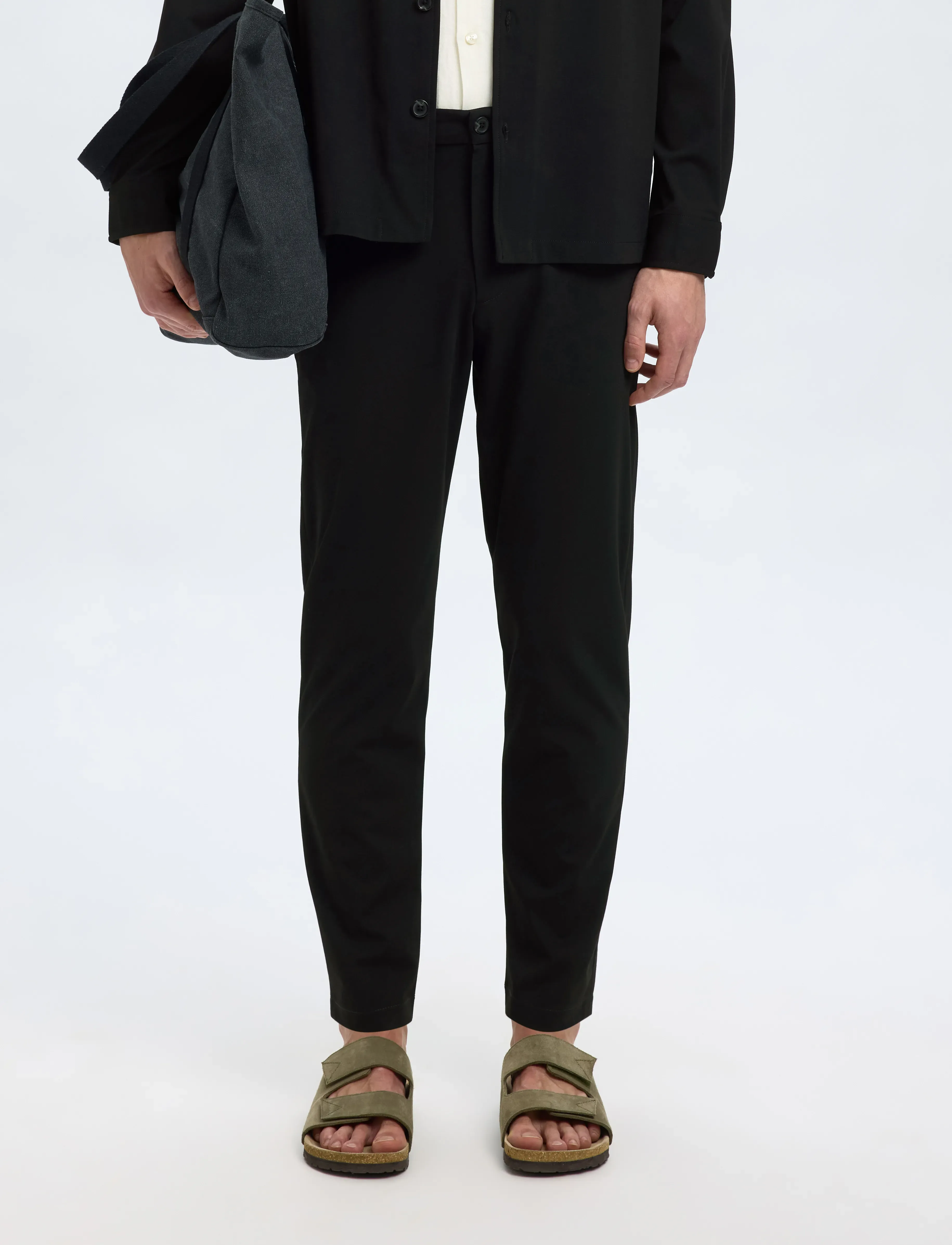 Selected SLH172-SLIM TAPE LORENT FLEX PANTS NOOS - Formelle Hosen - BLACK / black