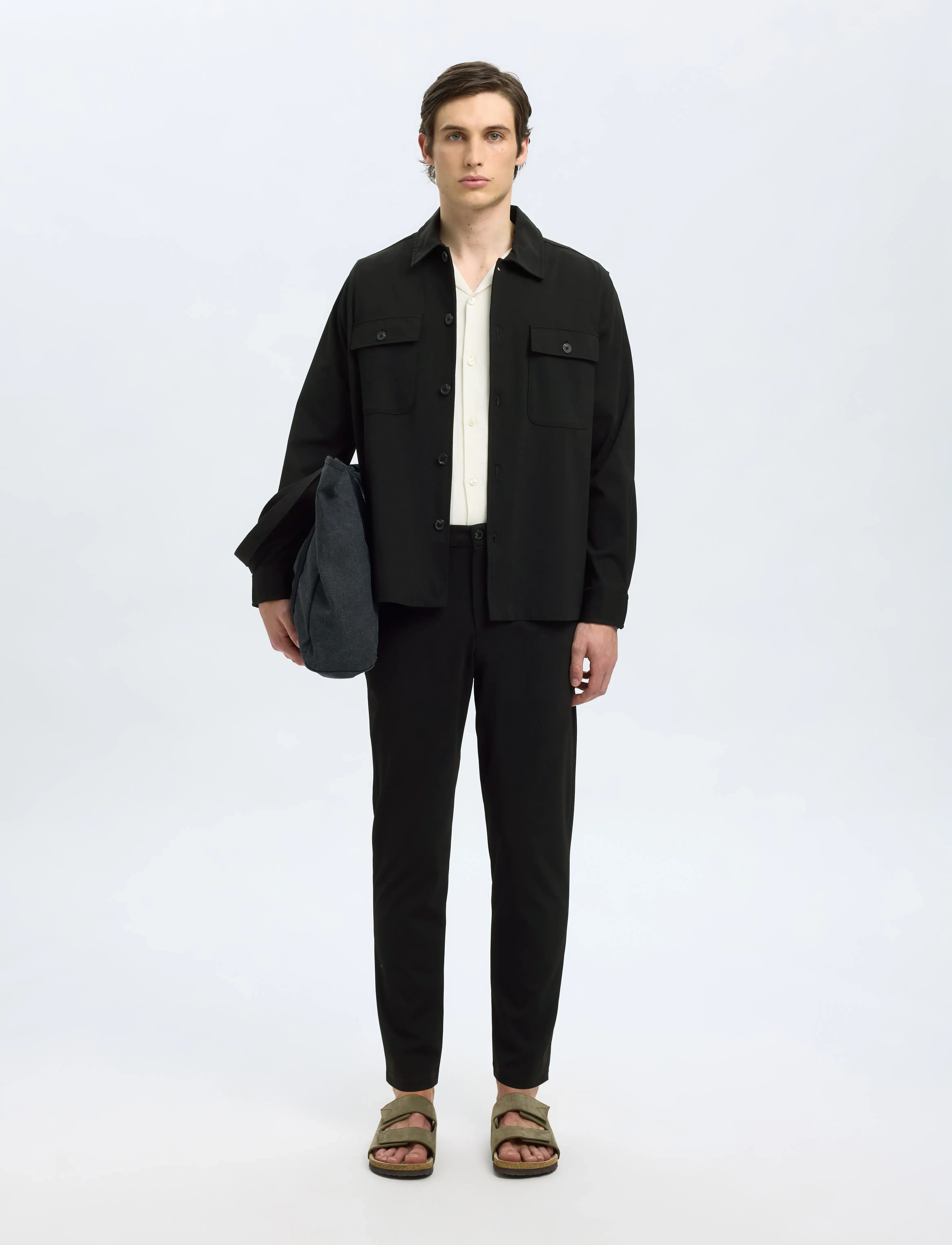 Selected - SLH172-SLIM TAPE LORENT FLEX PANTS NOOS - habitbukser - black - 3