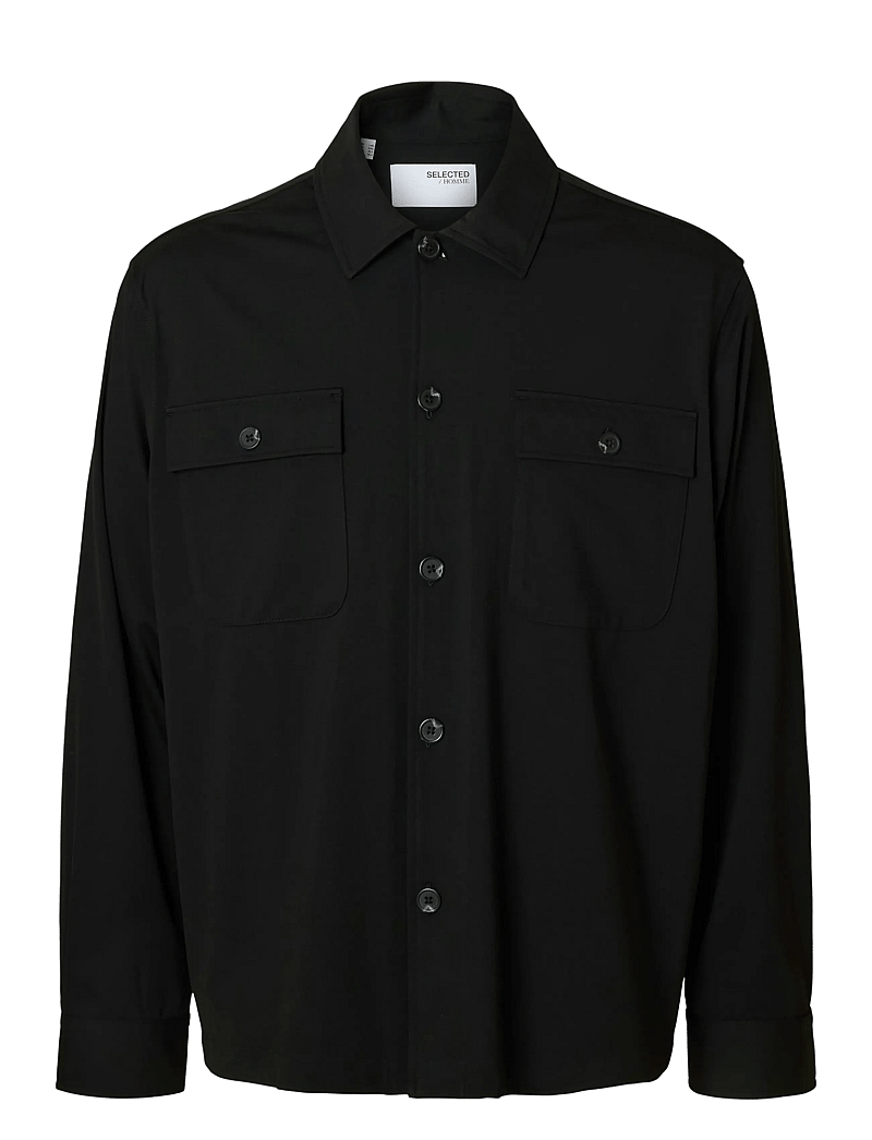 Selected - SLHREG LORENT BI-STRETCH OVERSHIRT NOOS - kollektioner - black - 1