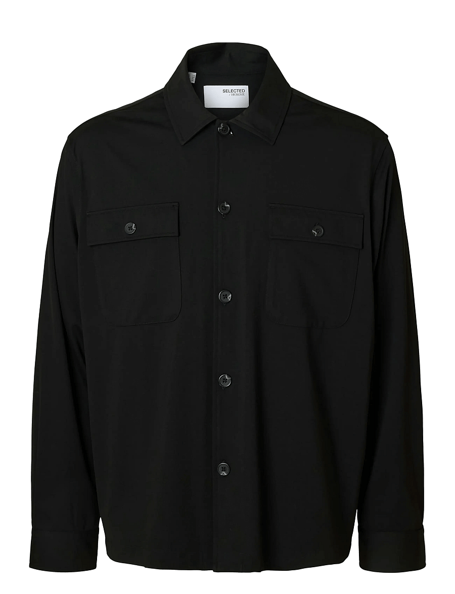 Selected - SLHREG LORENT BI-STRETCH OVERSHIRT NOOS - Überhemden - black - 1