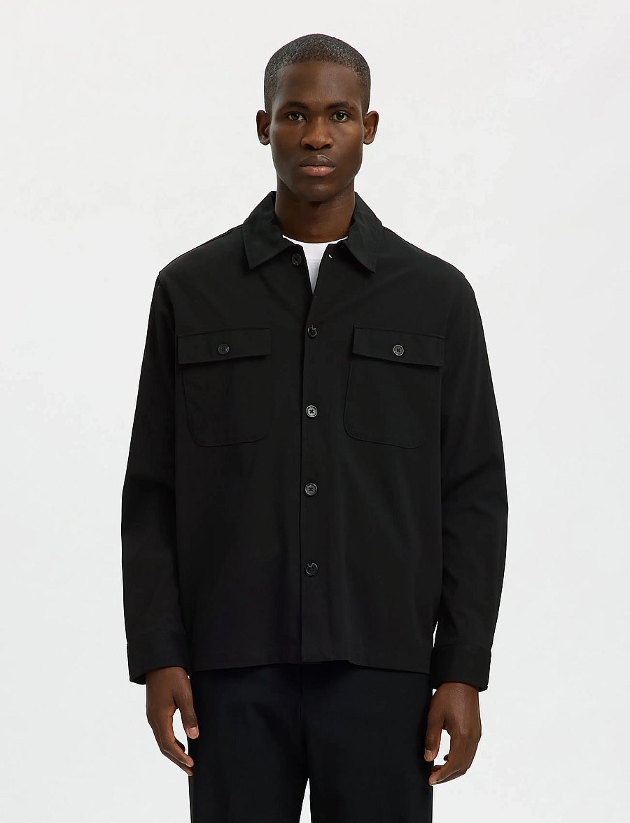 Selected - SLHREG LORENT BI-STRETCH OVERSHIRT NOOS - Überhemden - black - 0