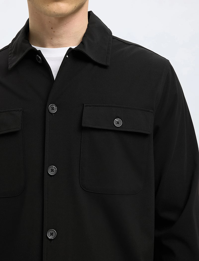 Selected - SLHREG LORENT BI-STRETCH OVERSHIRT NOOS - kollektioner - black - 5