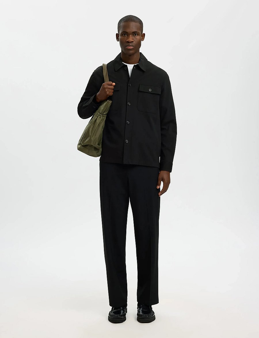 Selected - SLHREG LORENT BI-STRETCH OVERSHIRT NOOS - Überhemden - black - 5