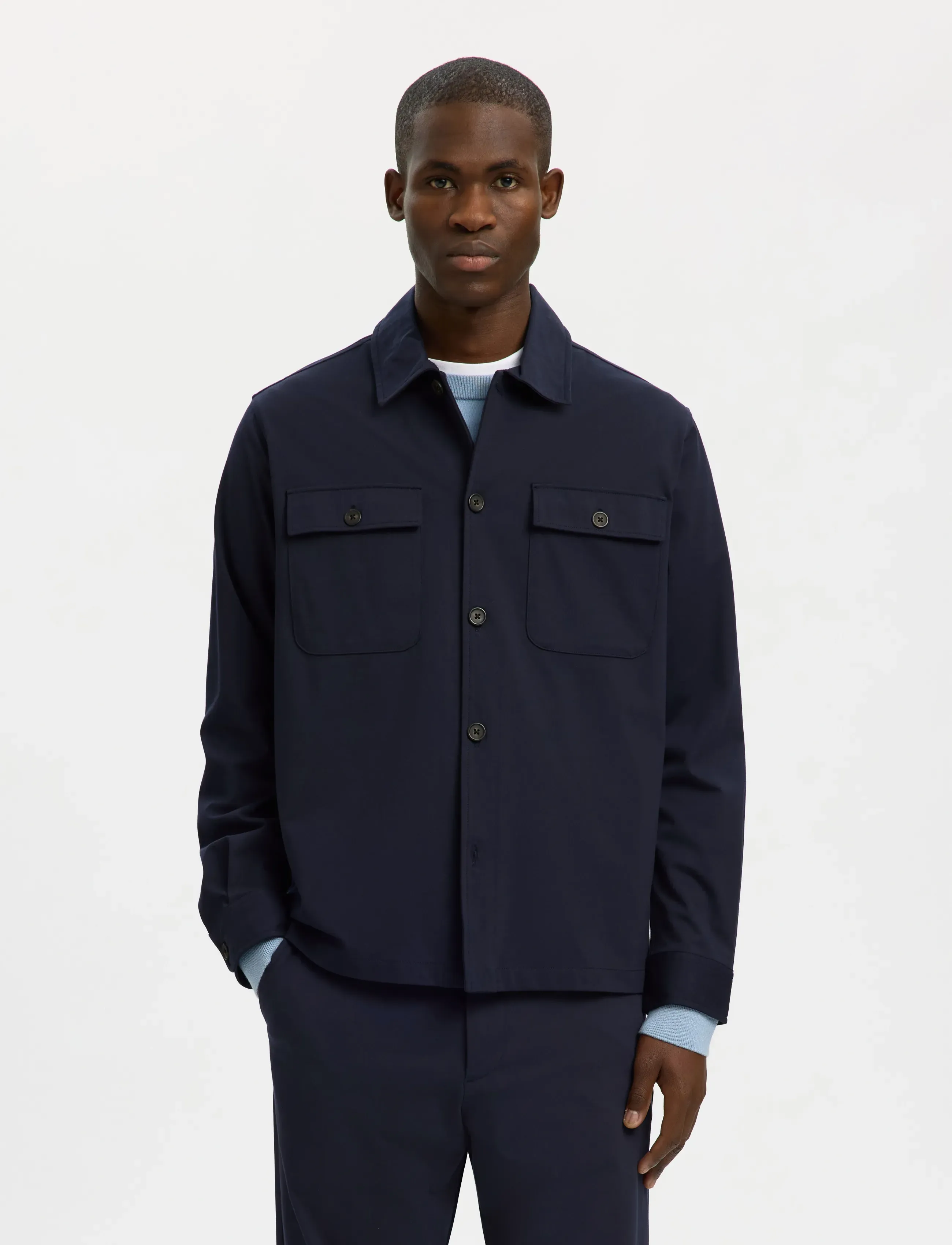 Selected SLHREG LORENT BI-STRETCH OVERSHIRT NOOS - Clothing - DARK SAPPHIRE / navy